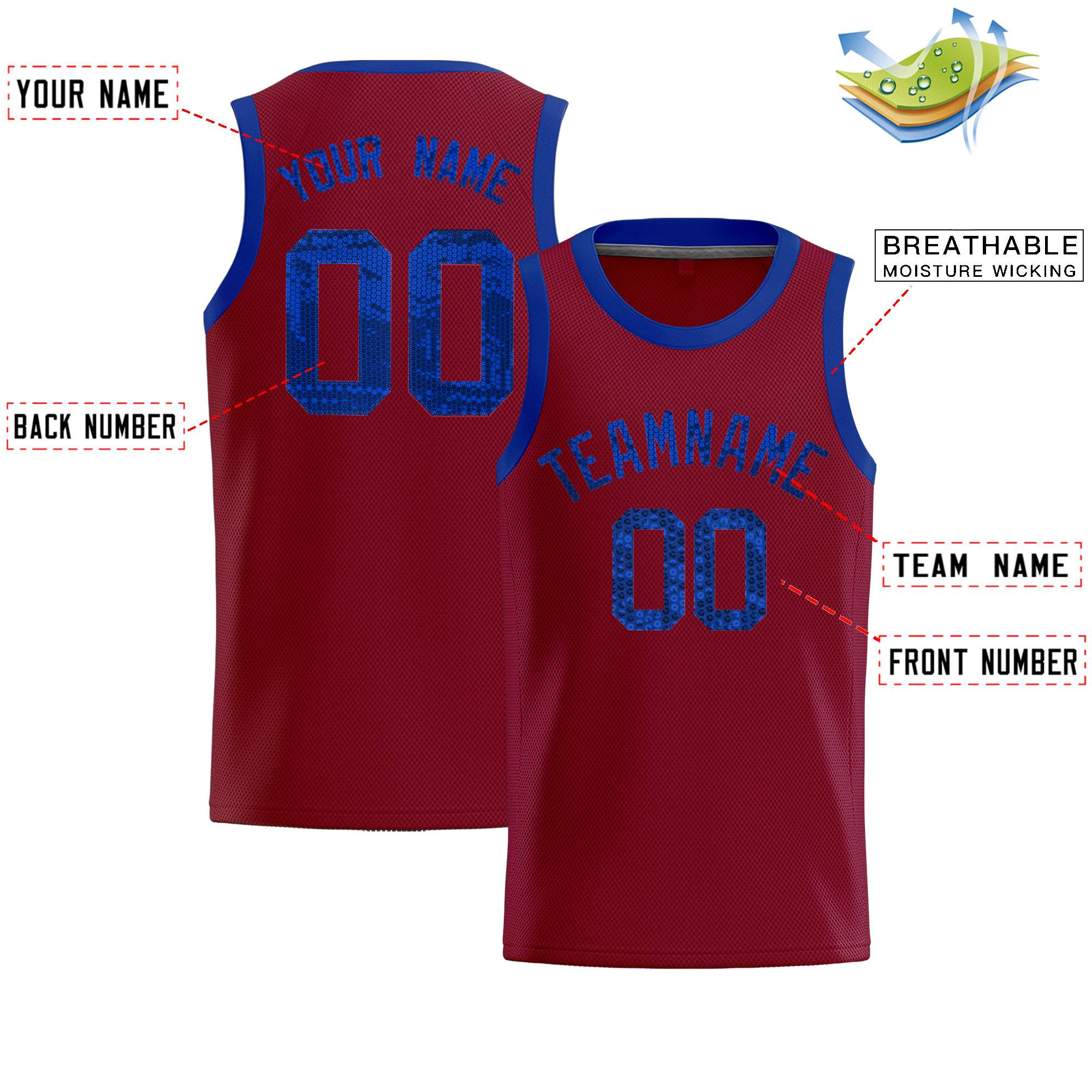 Custom Crimson Sequined Tops Athletic Basketball Jersey|KXKSHOP