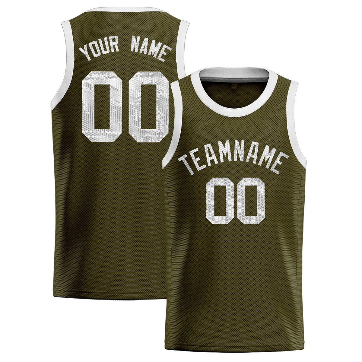 Custom Olive Sequined Tops Athletic Basketball Jersey|KXKSHOP