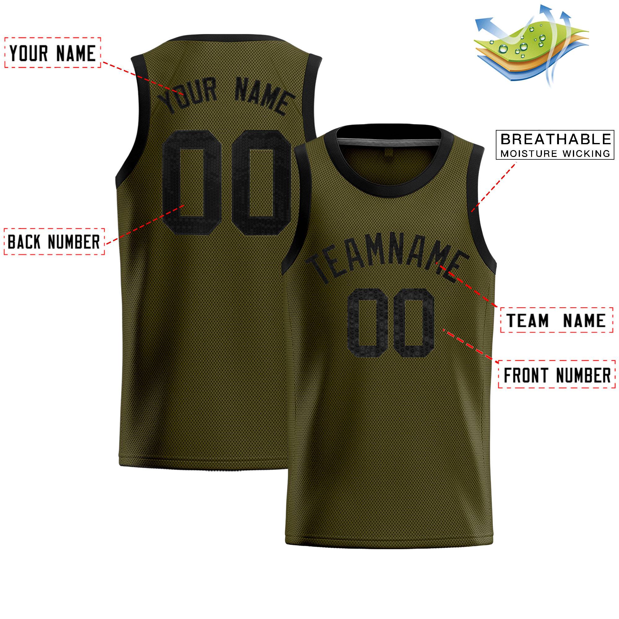 Custom Olive Sequined Tops Athletic Basketball Jersey|KXKSHOP