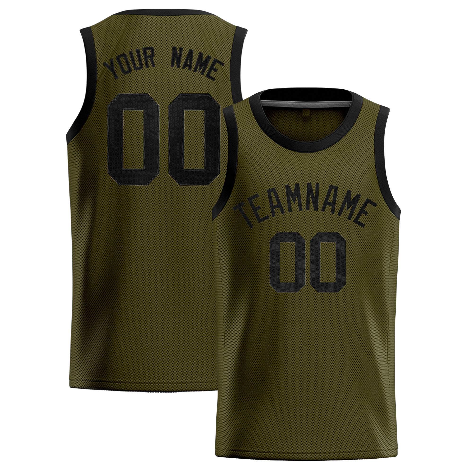 Custom Olive Sequined Tops Athletic Basketball Jersey|KXKSHOP