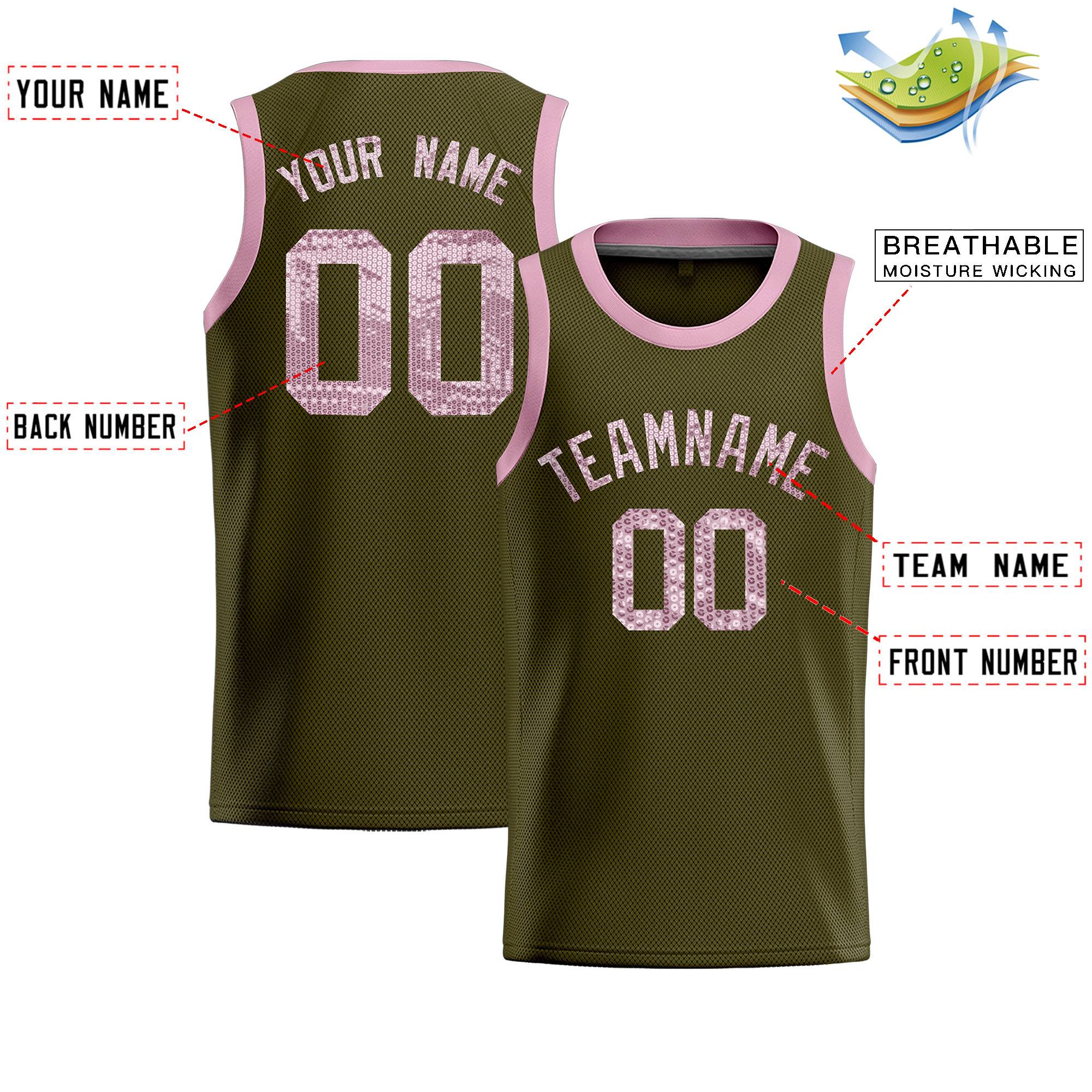 Custom Olive Sequined Tops Athletic Basketball Jersey|KXKSHOP