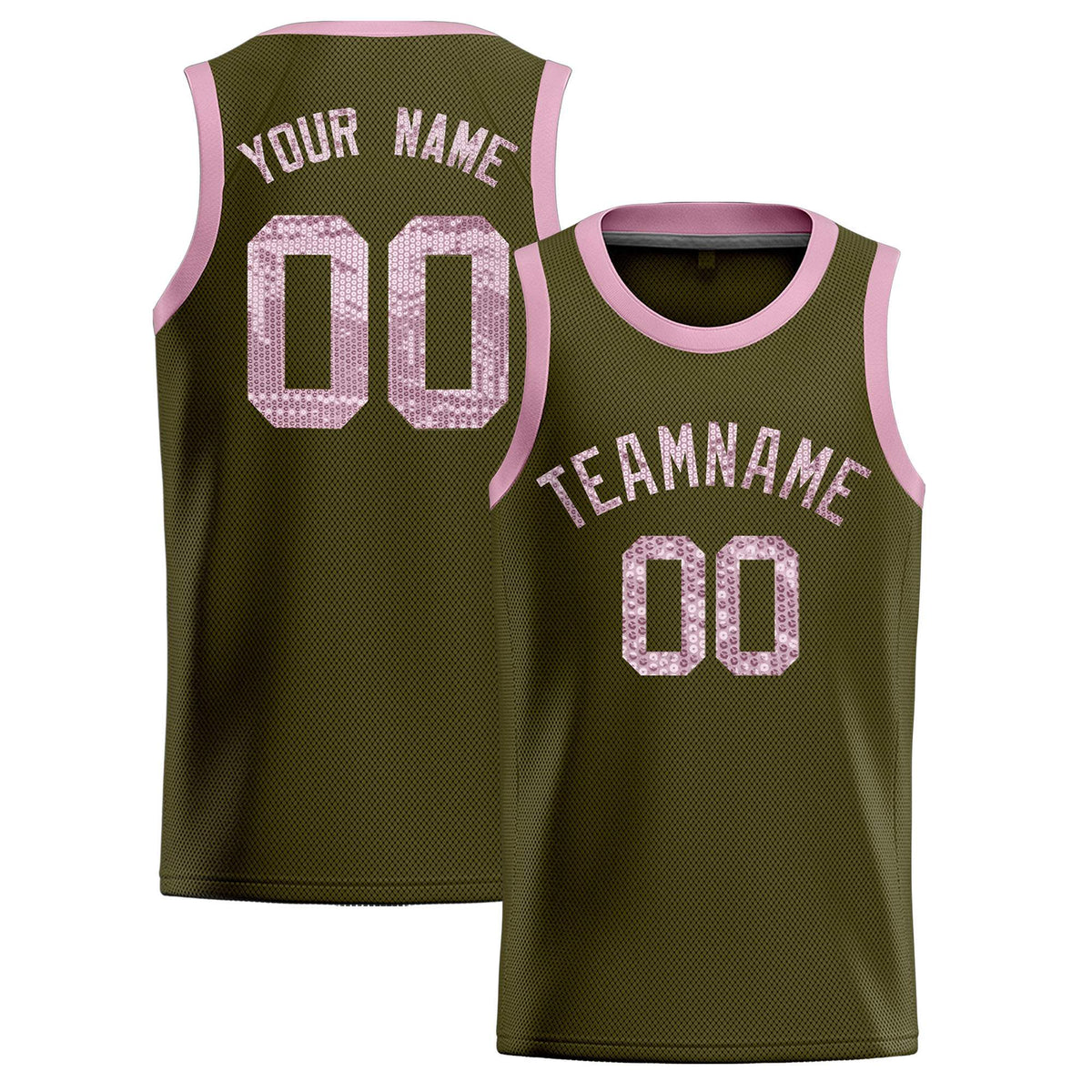 Custom Olive Sequined Tops Athletic Basketball Jersey|KXKSHOP