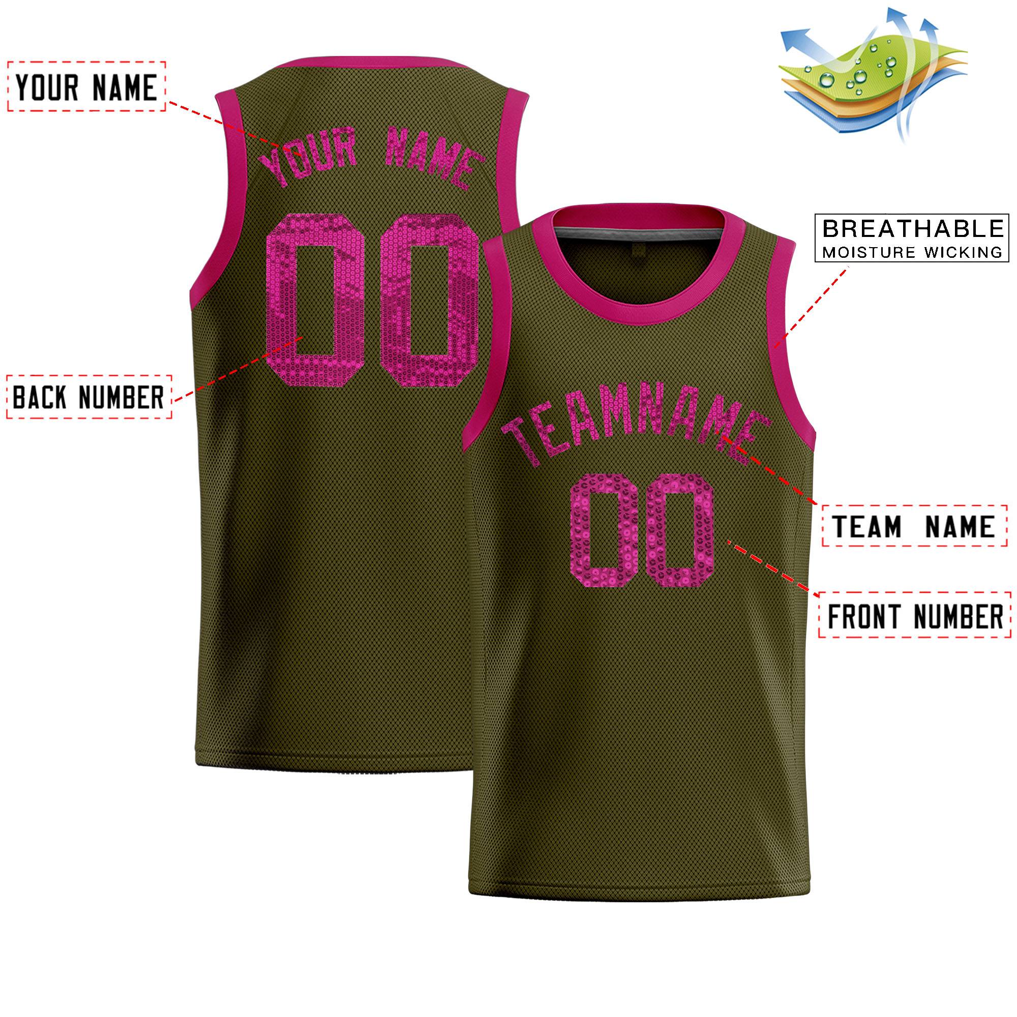 Custom Olive Sequined Tops Athletic Basketball Jersey|KXKSHOP