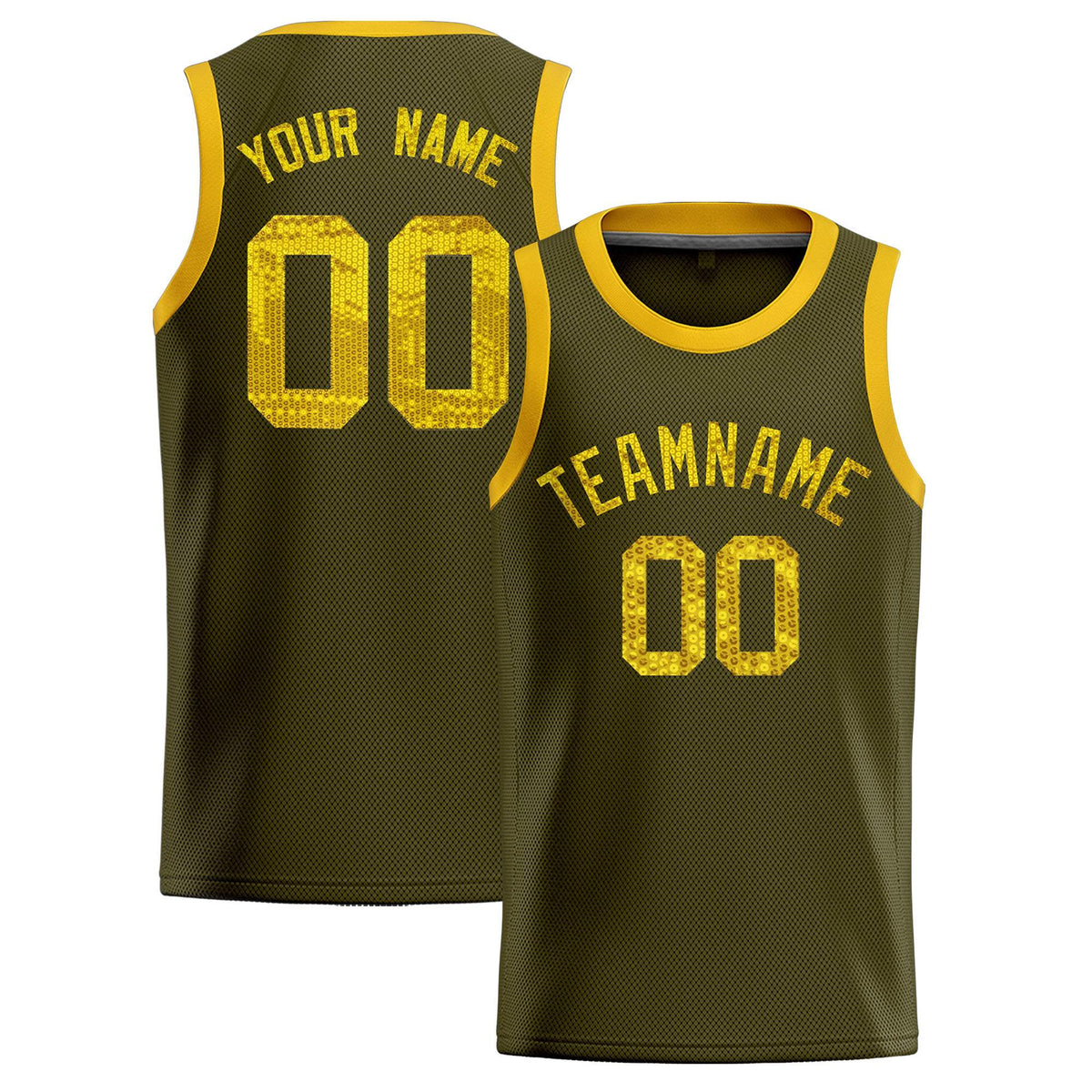 Custom Olive Sequined Tops Athletic Basketball Jersey|KXKSHOP