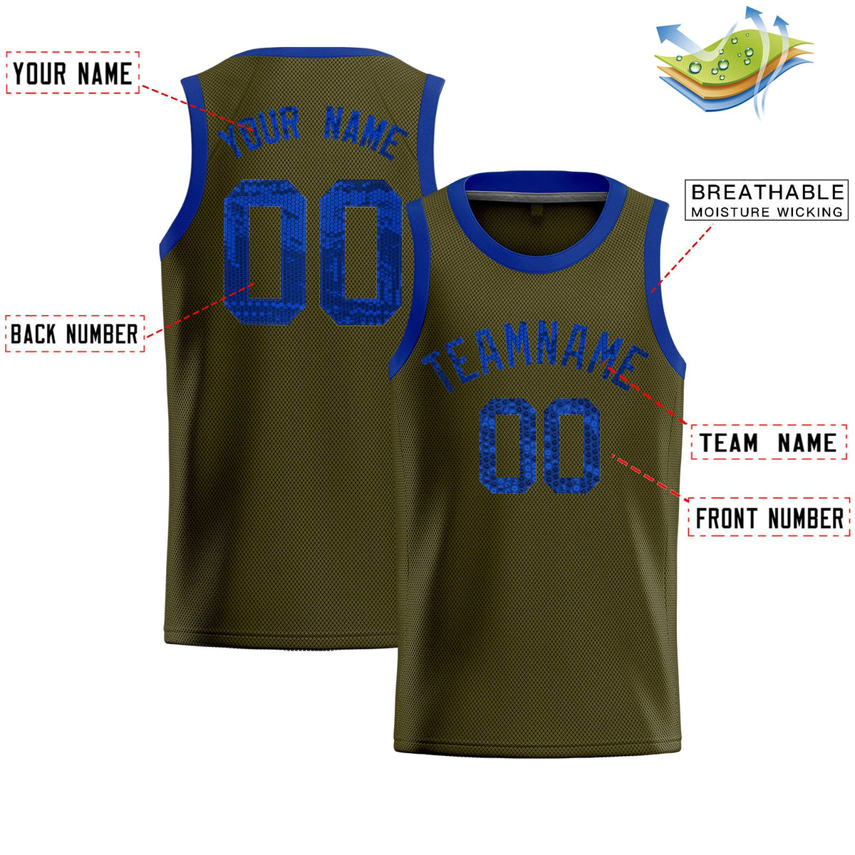 Custom Olive Sequined Tops Athletic Basketball Jersey|KXKSHOP