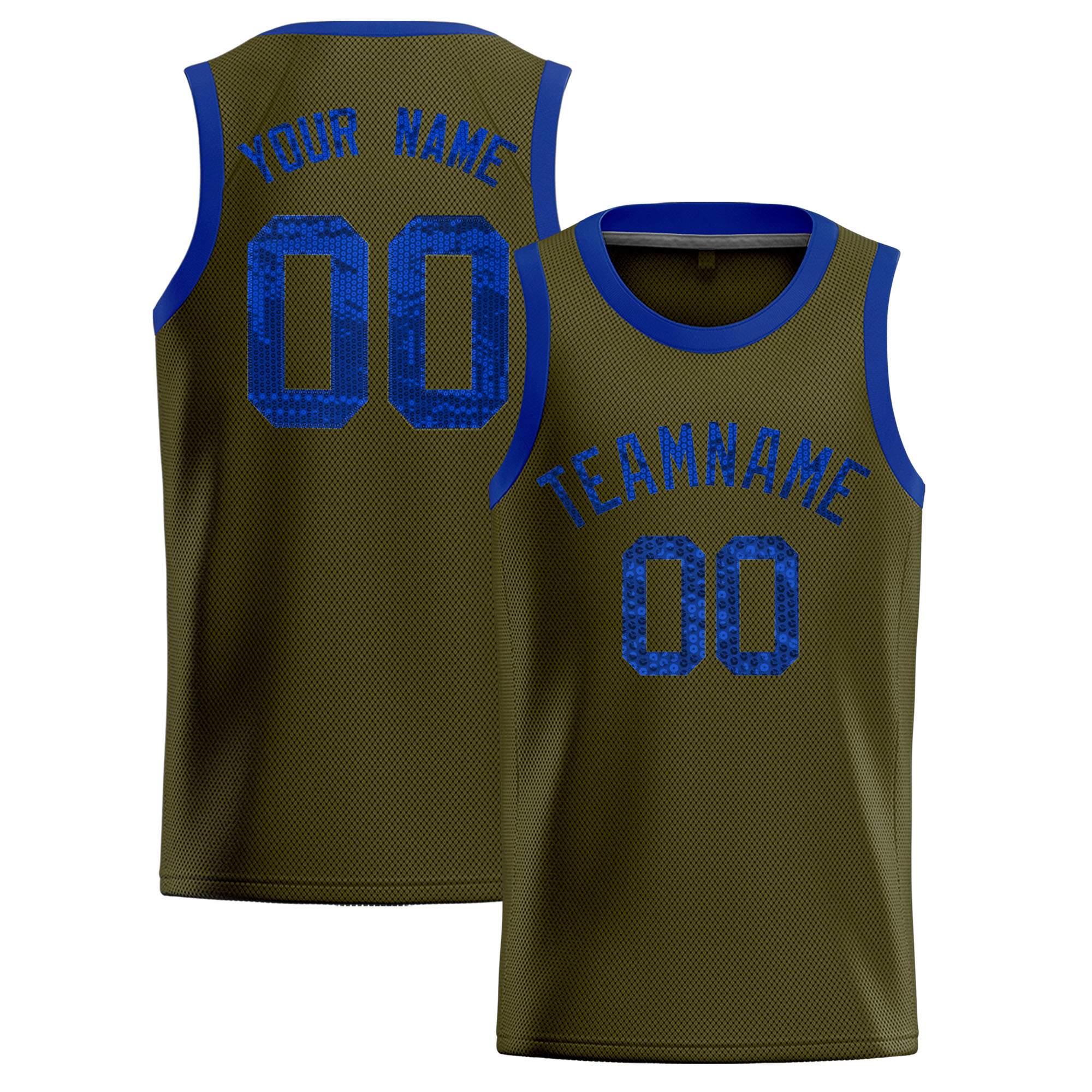 Custom Olive Sequined Tops Athletic Basketball Jersey|KXKSHOP
