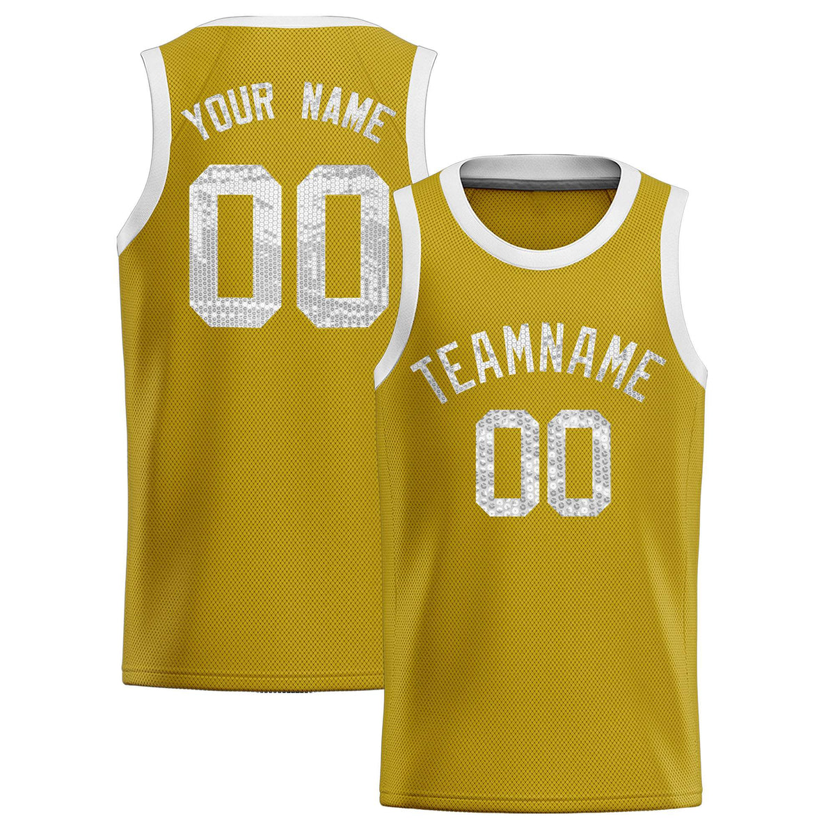 Custom Old Gold Sequined Tops Athletic Basketball Jersey|KXKSHOP