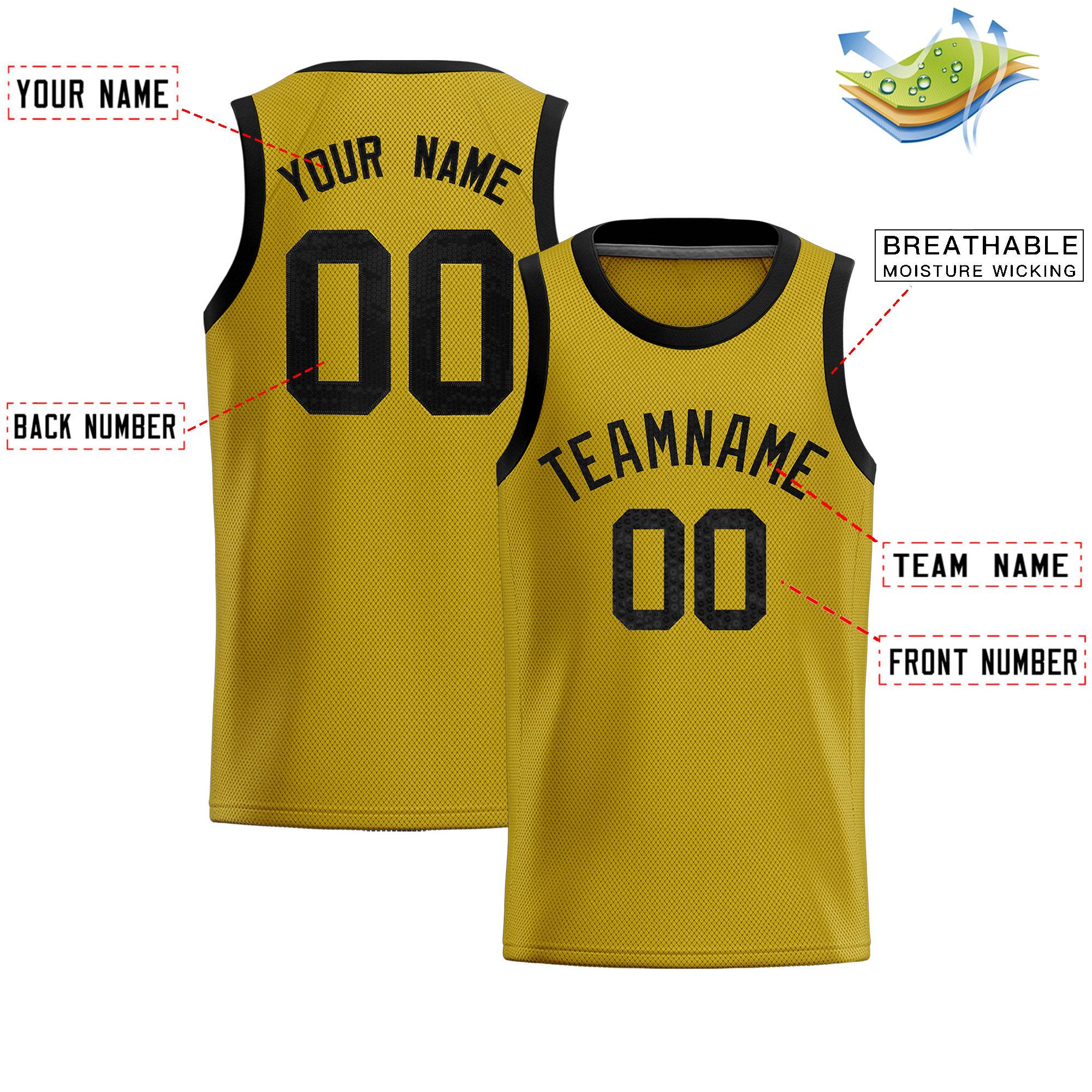 Custom Old Gold Sequined Tops Athletic Basketball Jersey|KXKSHOP