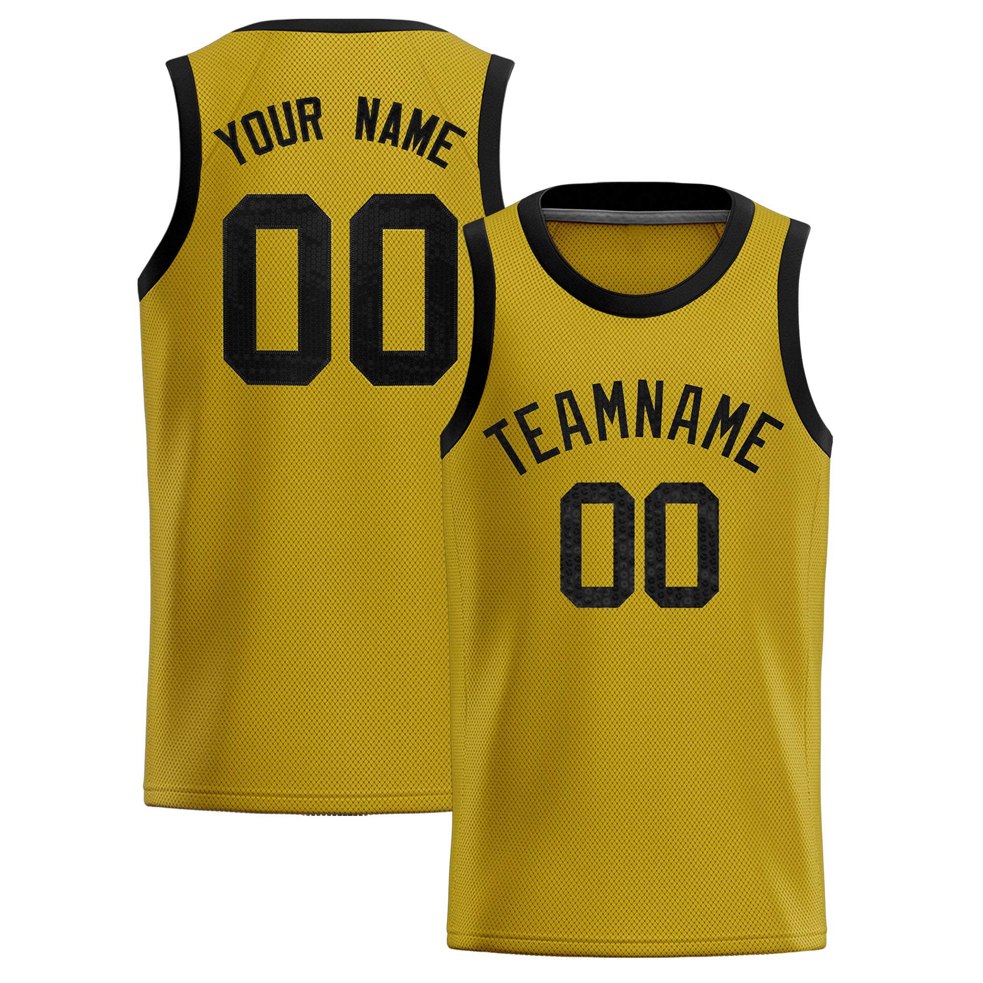 Custom Old Gold Sequined Tops Athletic Basketball Jersey|KXKSHOP