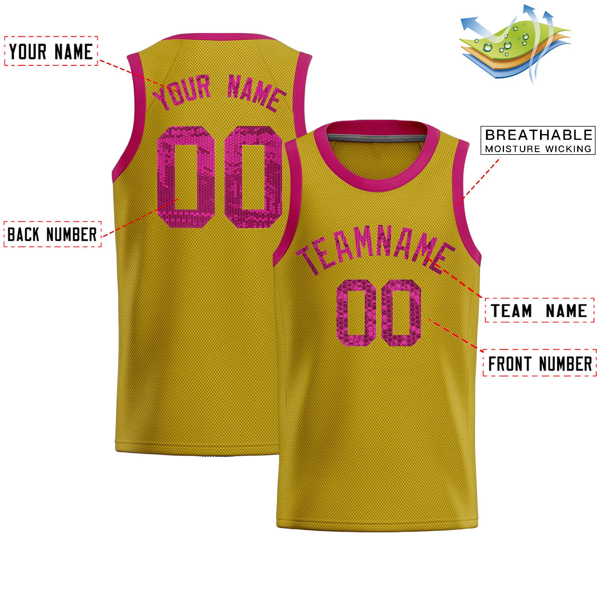 Custom Old Gold Sequined Tops Athletic Basketball Jersey|KXKSHOP
