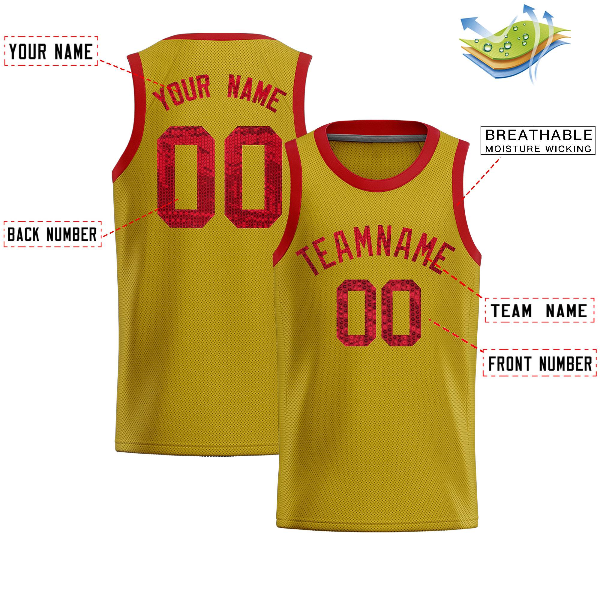 Custom Old Gold Sequined Tops Athletic Basketball Jersey|KXKSHOP