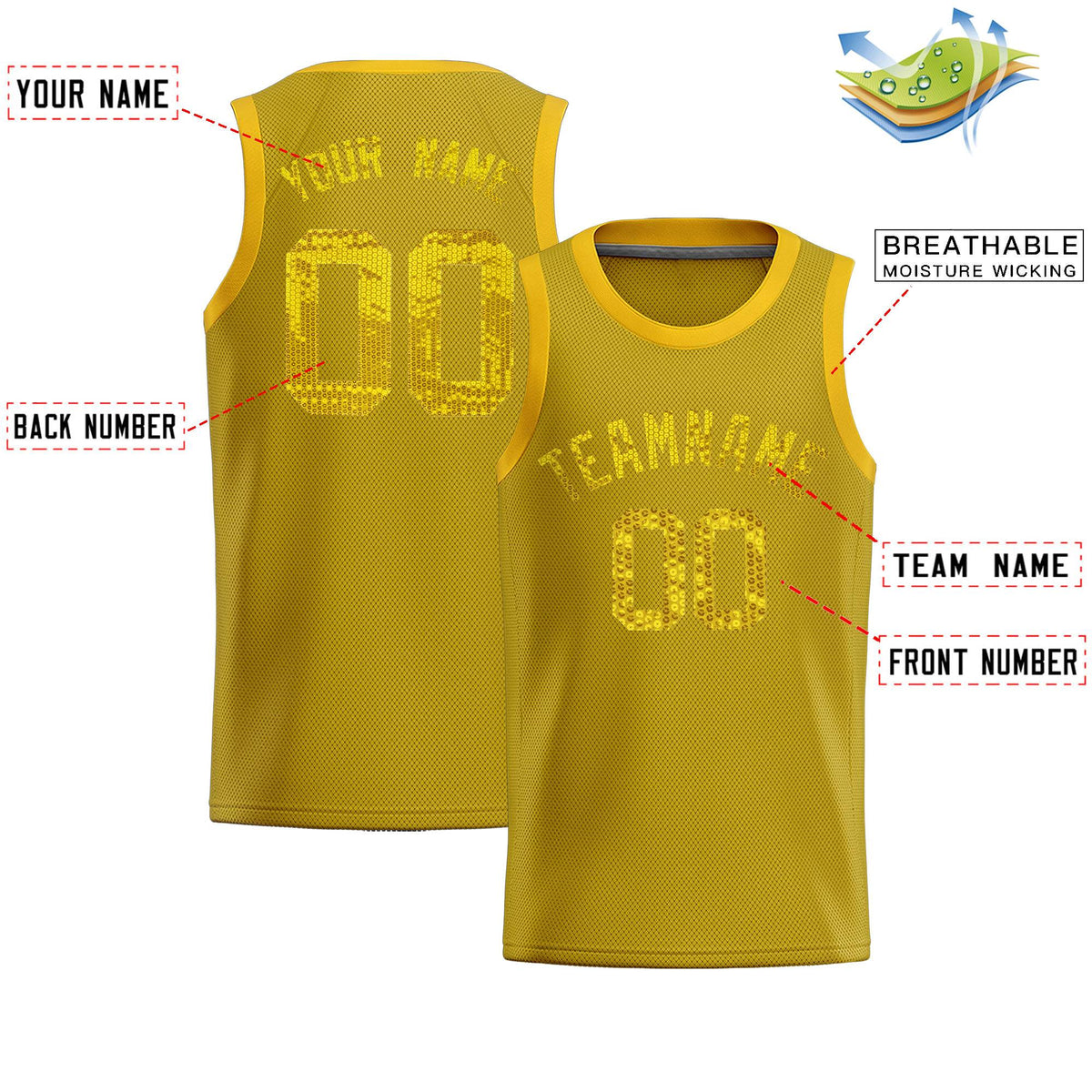 Custom Old Gold Sequined Tops Athletic Basketball Jersey|KXKSHOP