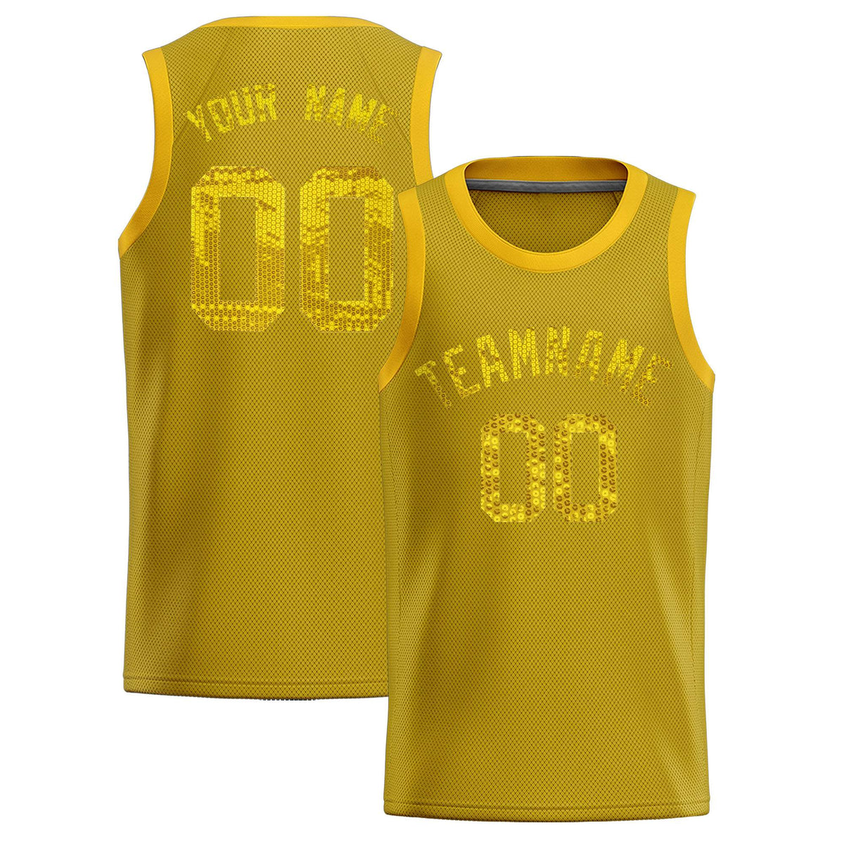 Custom Old Gold Sequined Tops Athletic Basketball Jersey|KXKSHOP