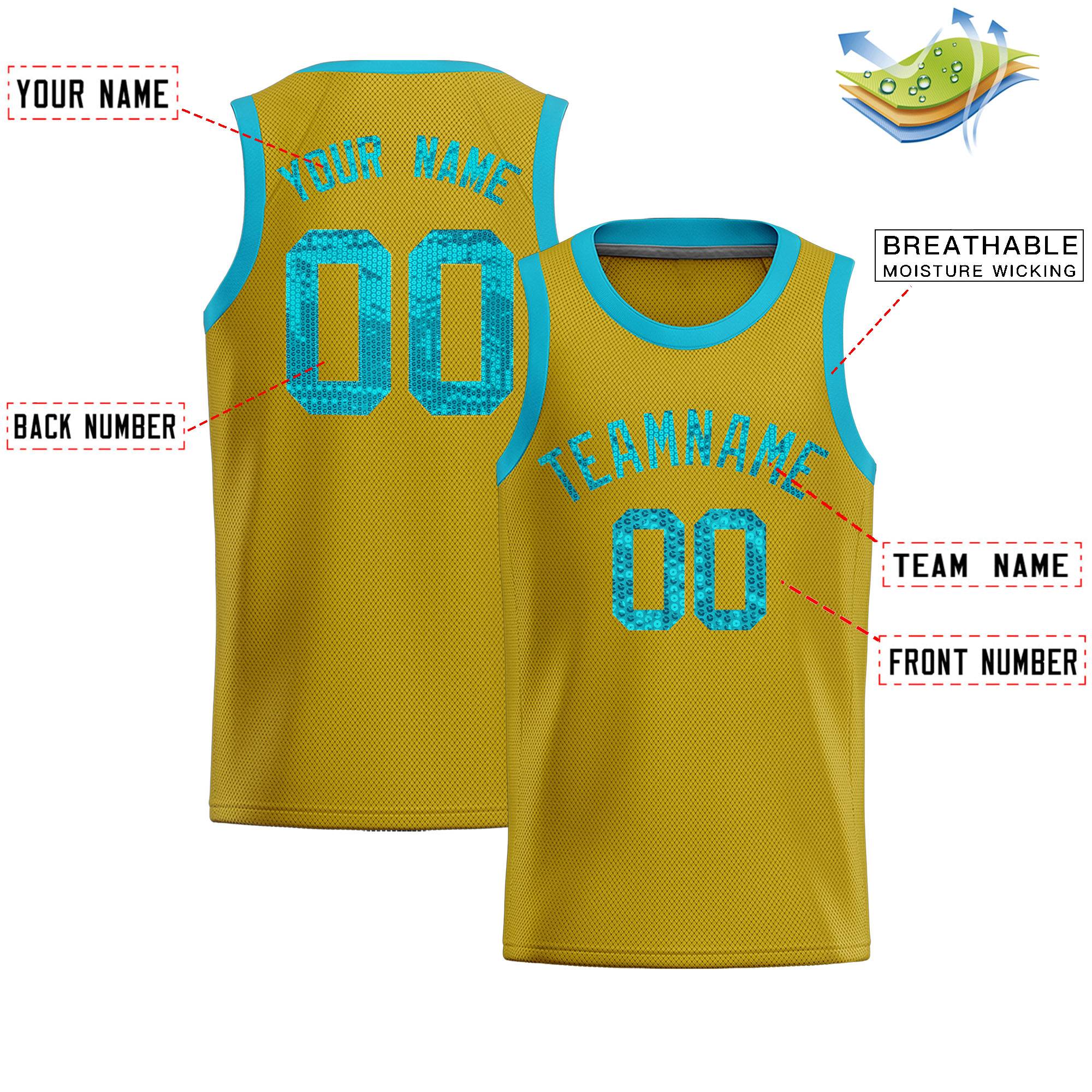 Custom Old Gold Sequined Tops Athletic Basketball Jersey|KXKSHOP