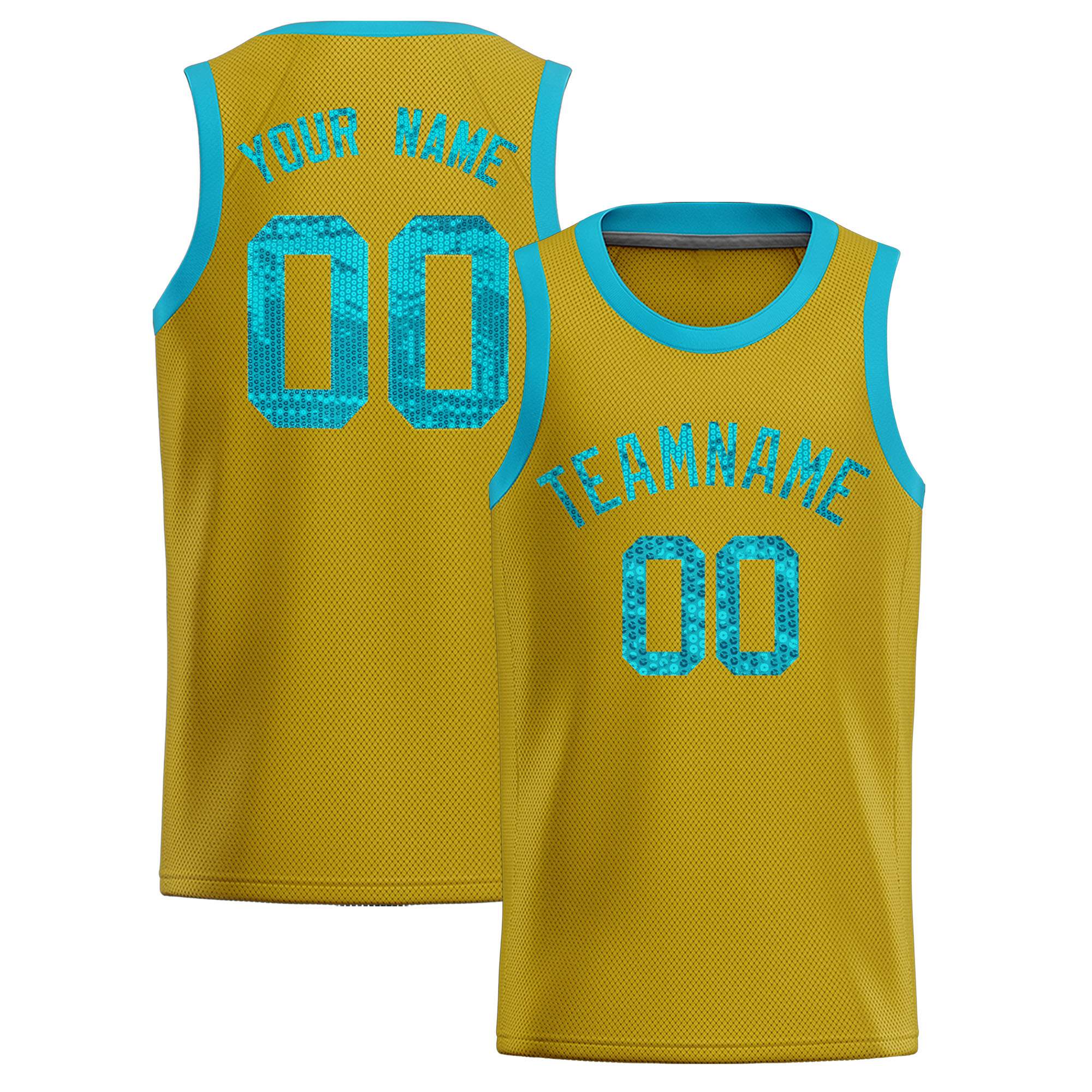 Custom Old Gold Sequined Tops Athletic Basketball Jersey|KXKSHOP