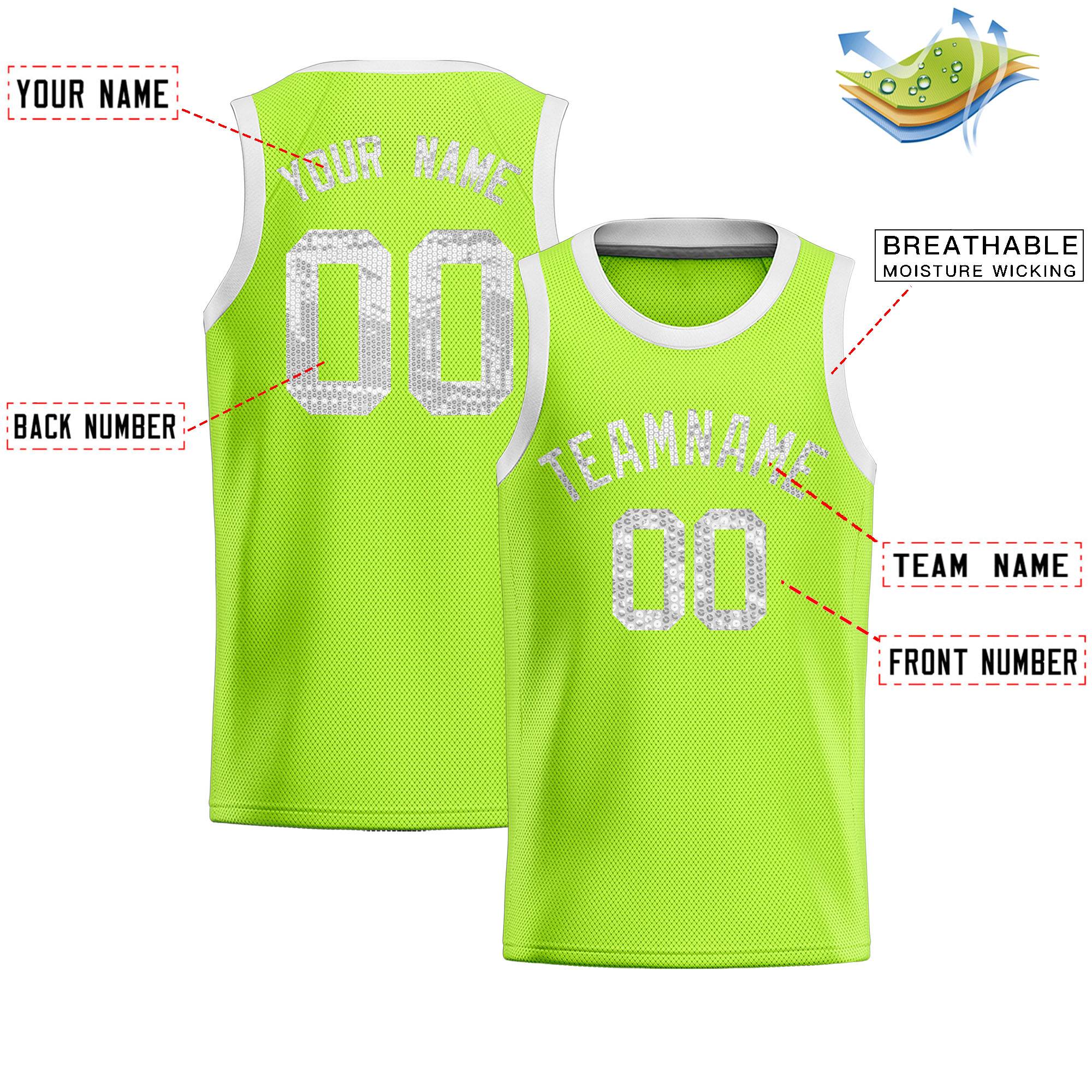 Custom Kelly Green Sequined Tops Athletic Basketball Jersey|KXKSHOP
