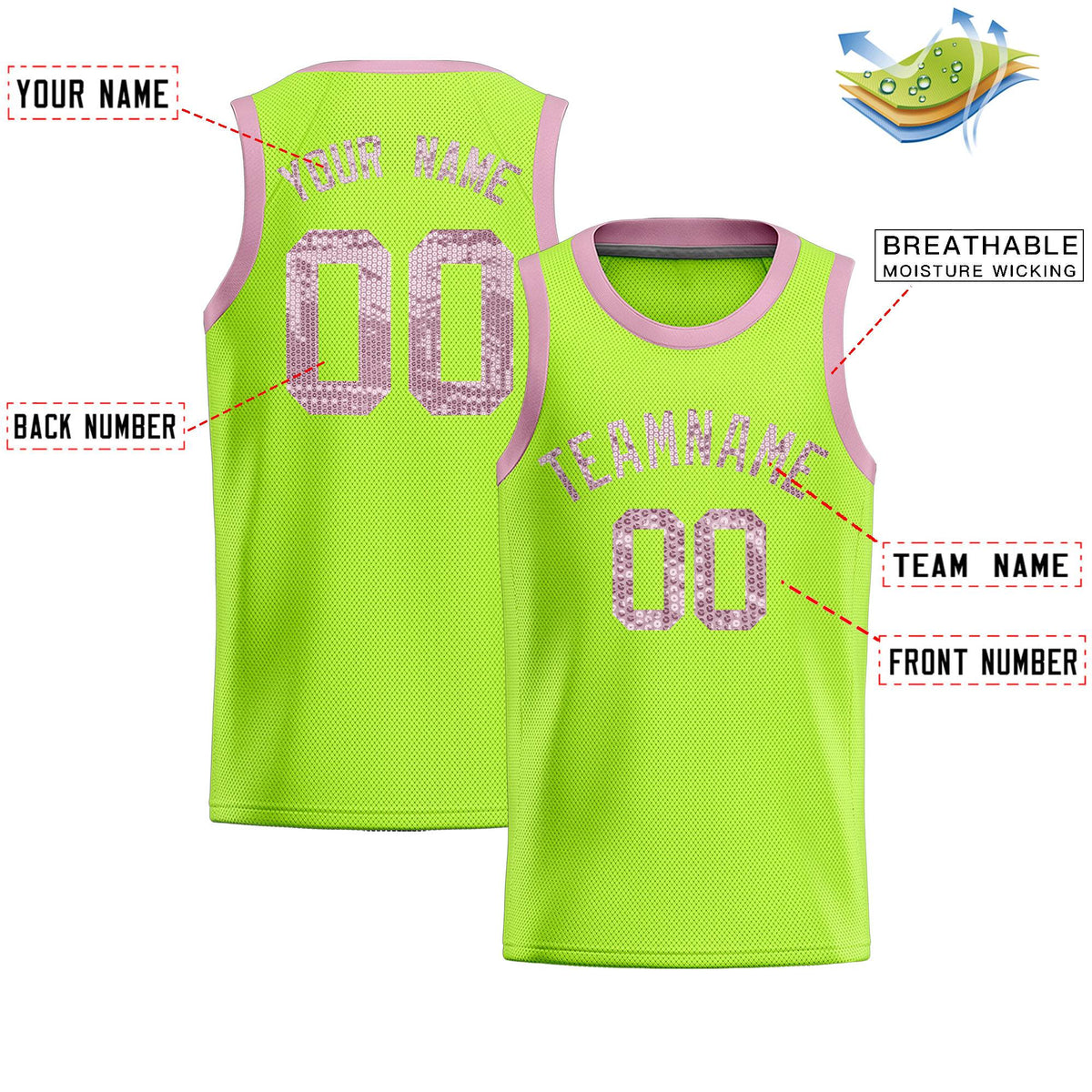 Custom Kelly Green Sequined Tops Athletic Basketball Jersey|KXKSHOP