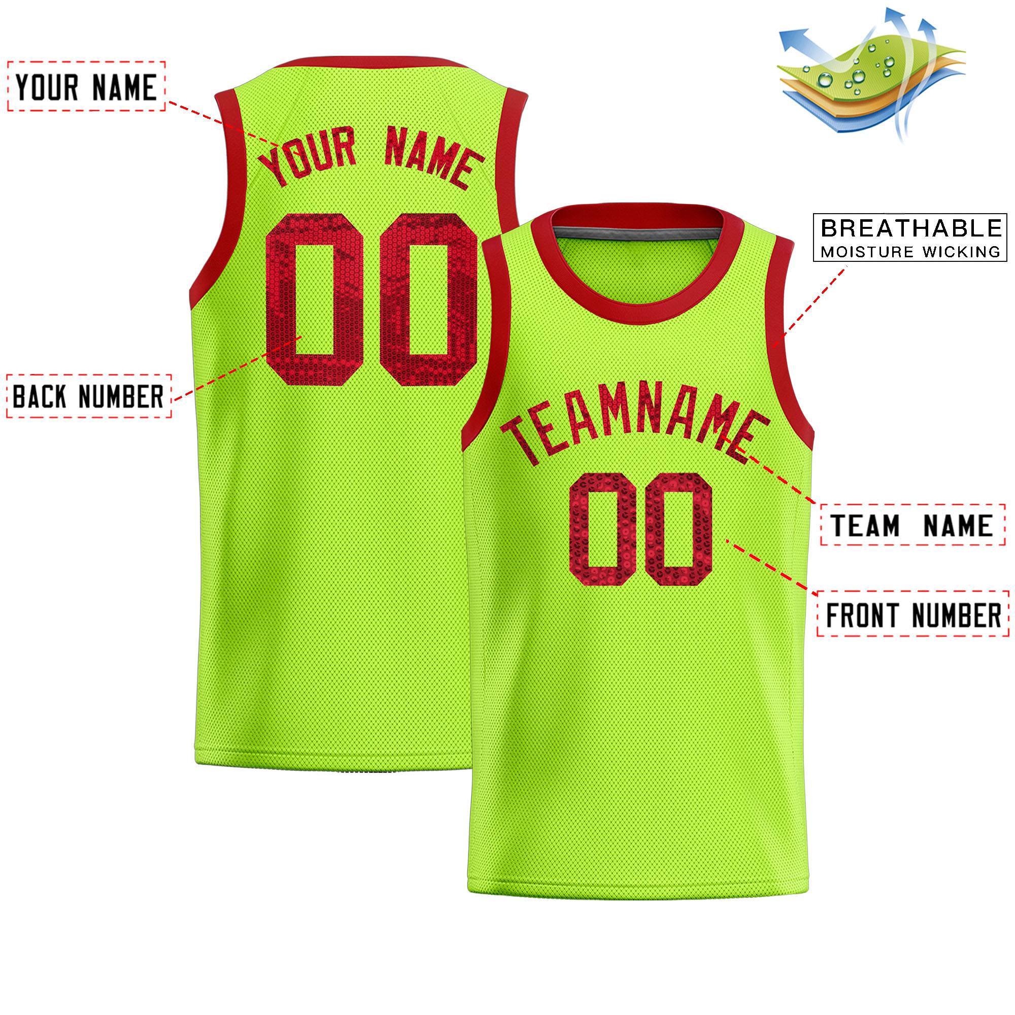 Custom Kelly Green Sequined Tops Athletic Basketball Jersey|KXKSHOP