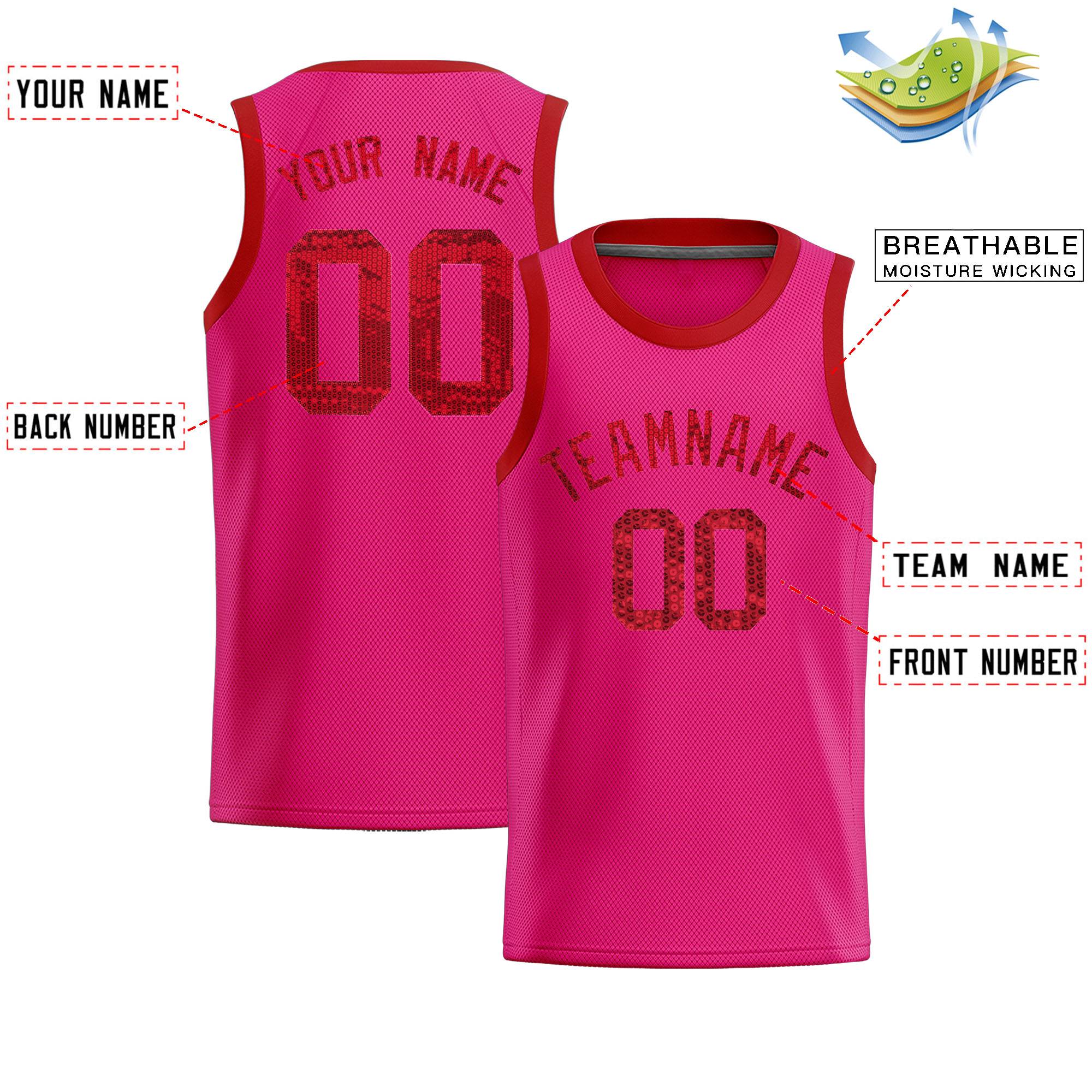 Custom Pink Sequined Tops Athletic Basketball Jersey|KXKSHOP