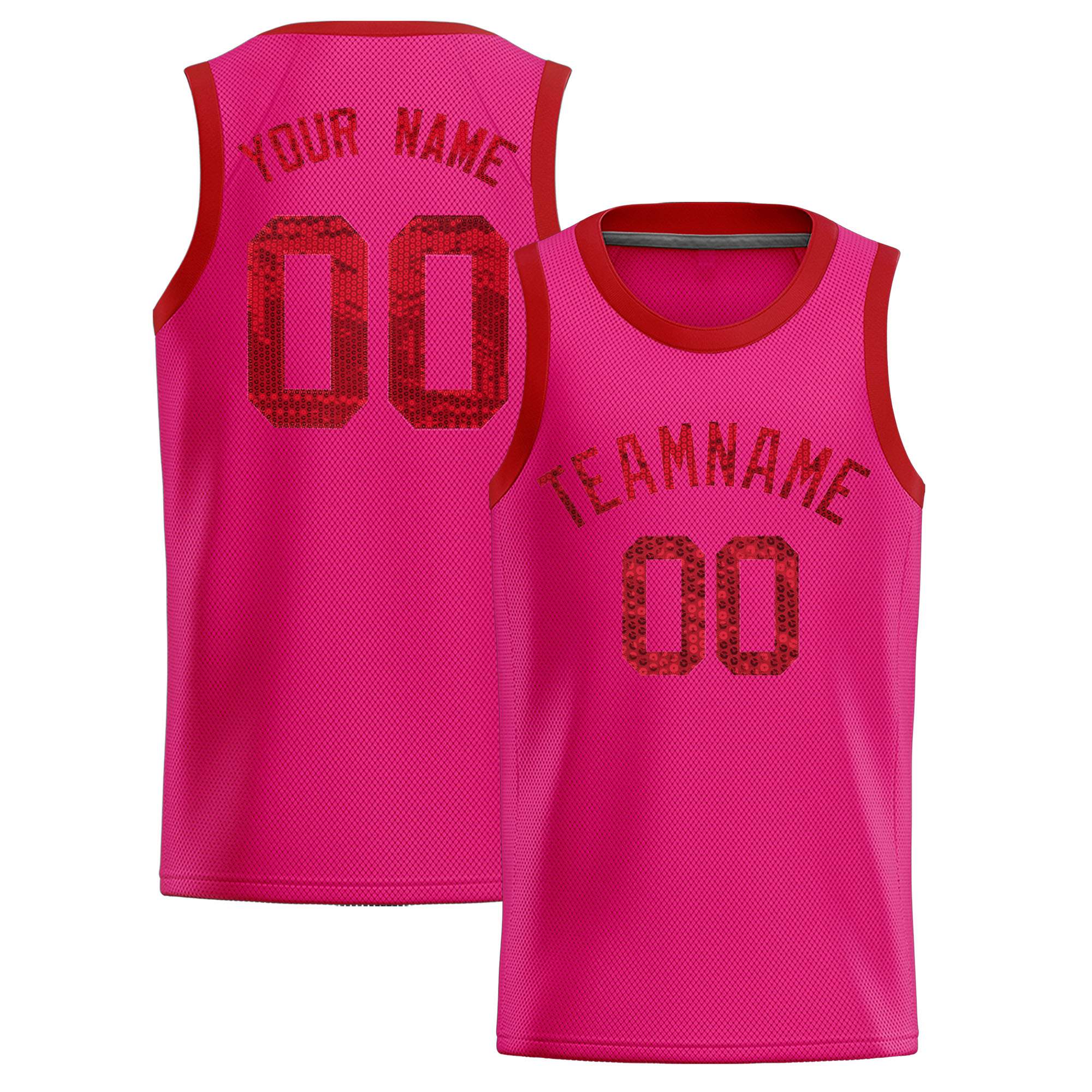 Custom Pink Sequined Tops Athletic Basketball Jersey|KXKSHOP