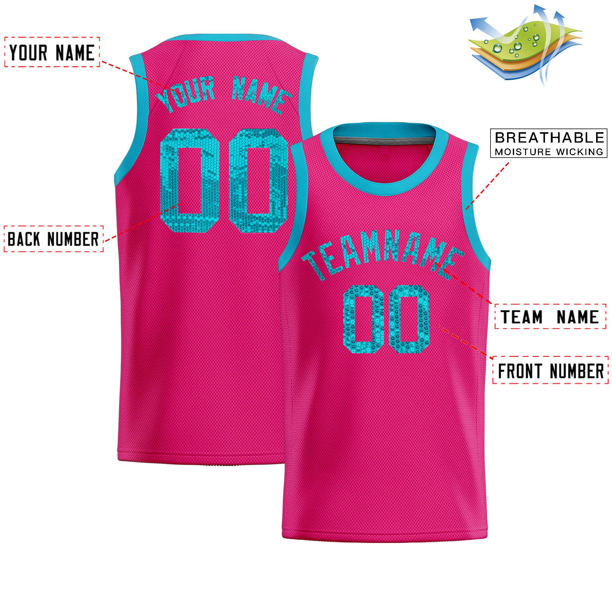 Custom Pink Sequined Tops Athletic Basketball Jersey|KXKSHOP