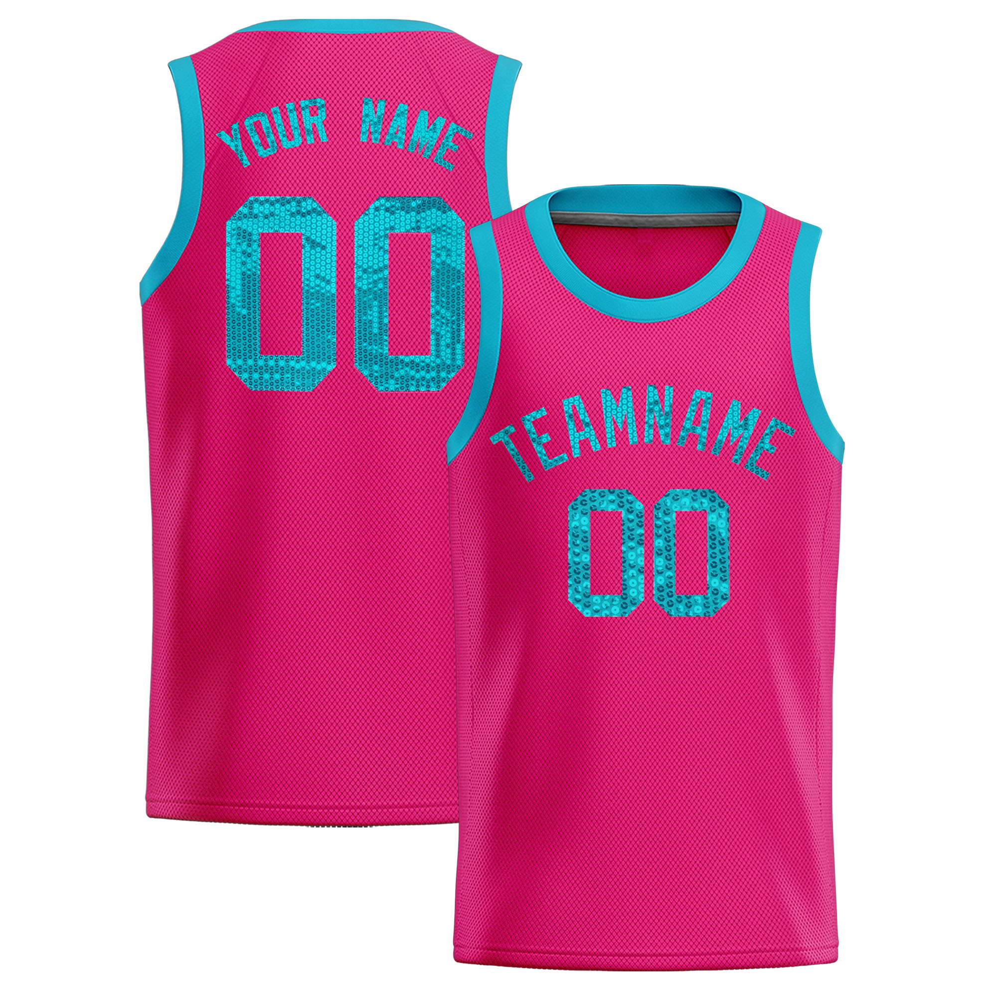Custom Pink Sequined Tops Athletic Basketball Jersey|KXKSHOP