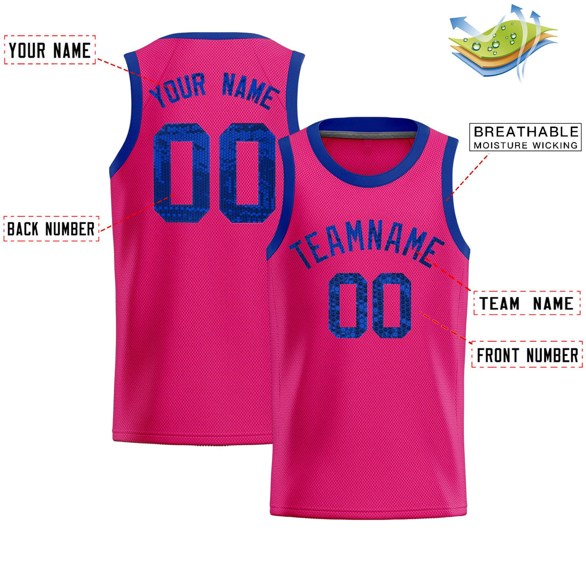 Custom Pink Sequined Tops Athletic Basketball Jersey|KXKSHOP