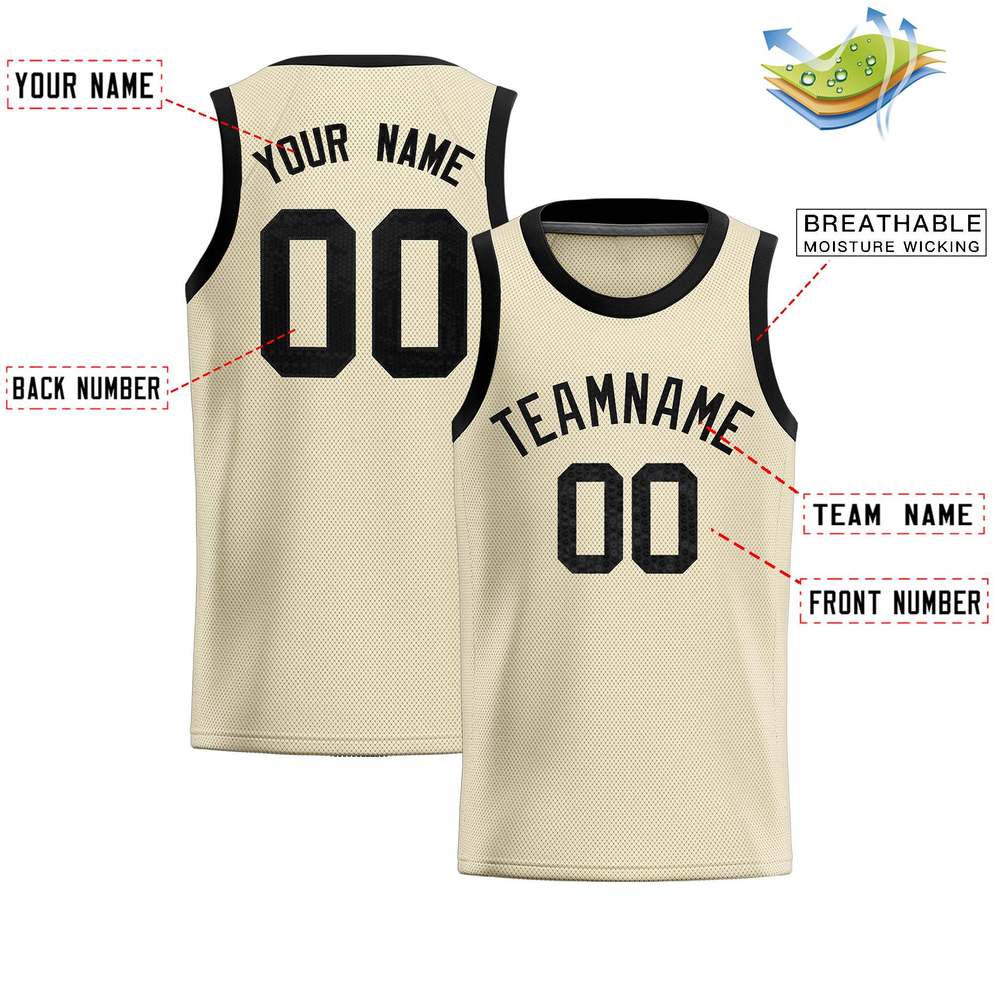 Custom Cream Sequined Tops Athletic Basketball Jersey|KXKSHOP