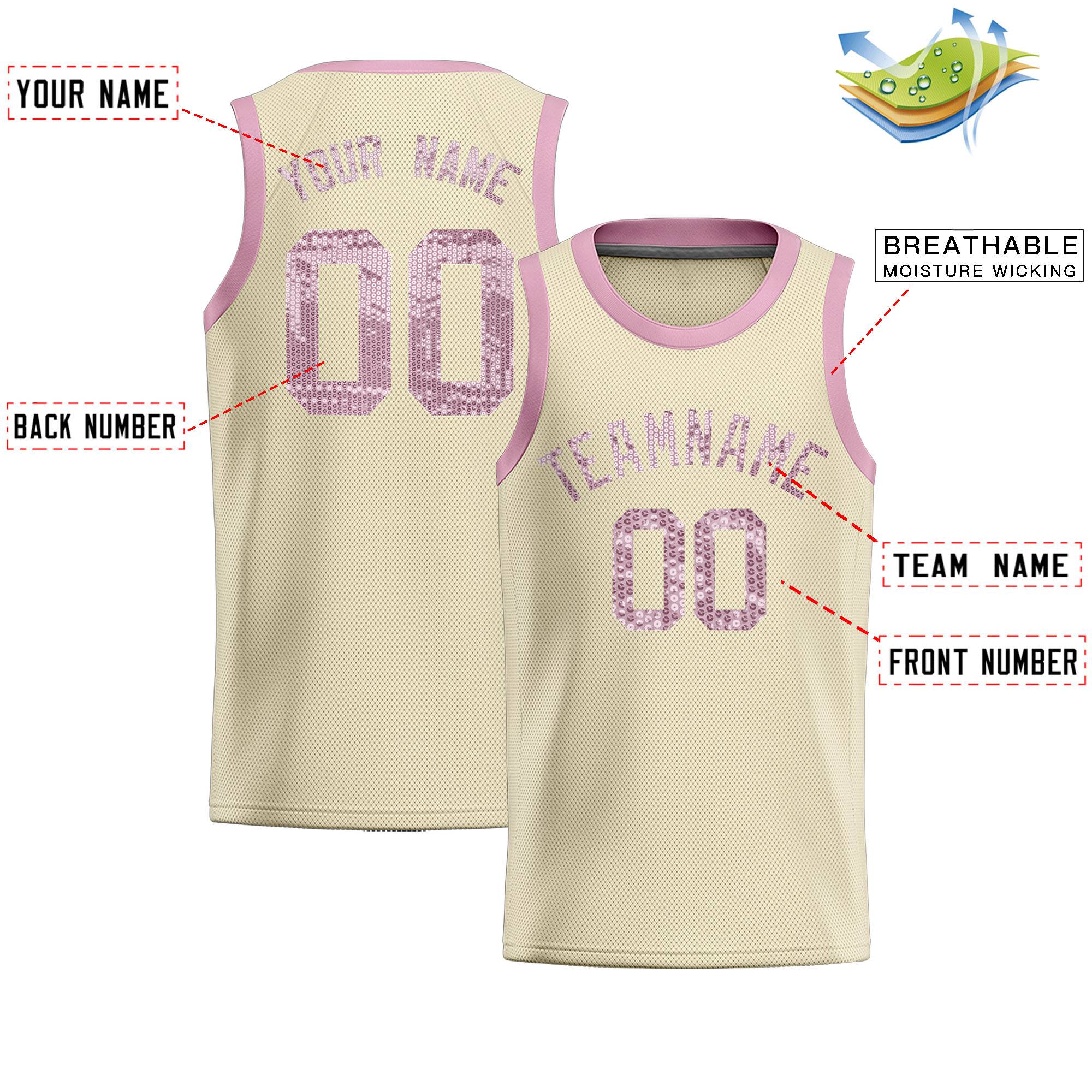 Custom Cream Sequined Tops Athletic Basketball Jersey|KXKSHOP