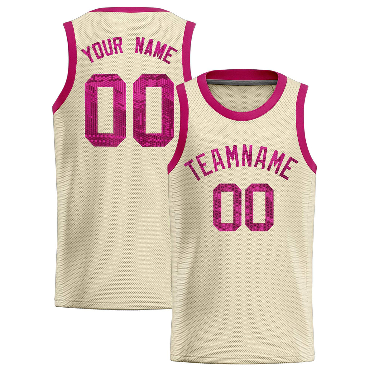 Custom Cream Sequined Tops Athletic Basketball Jersey|KXKSHOP