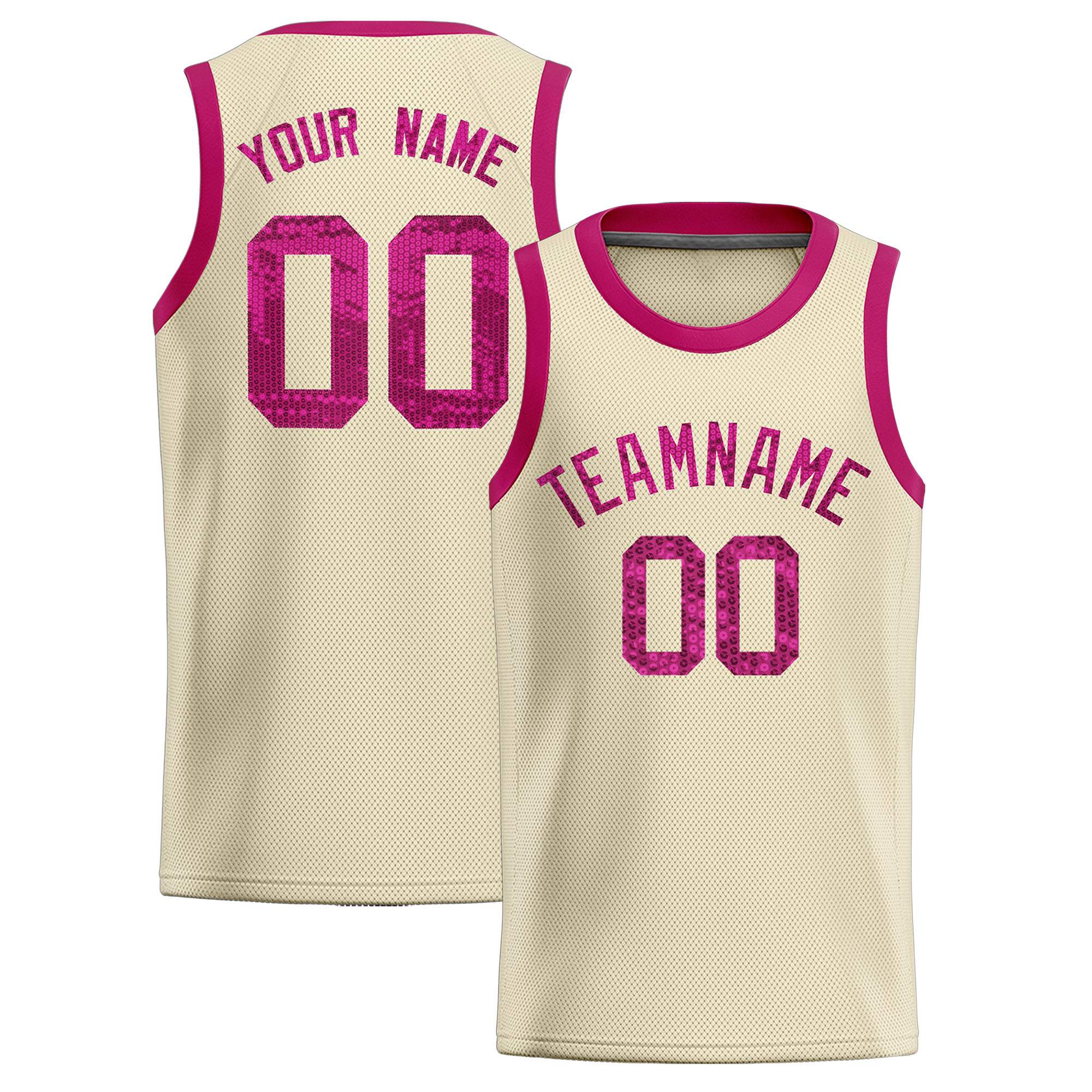 Custom Cream Sequined Tops Athletic Basketball Jersey|KXKSHOP