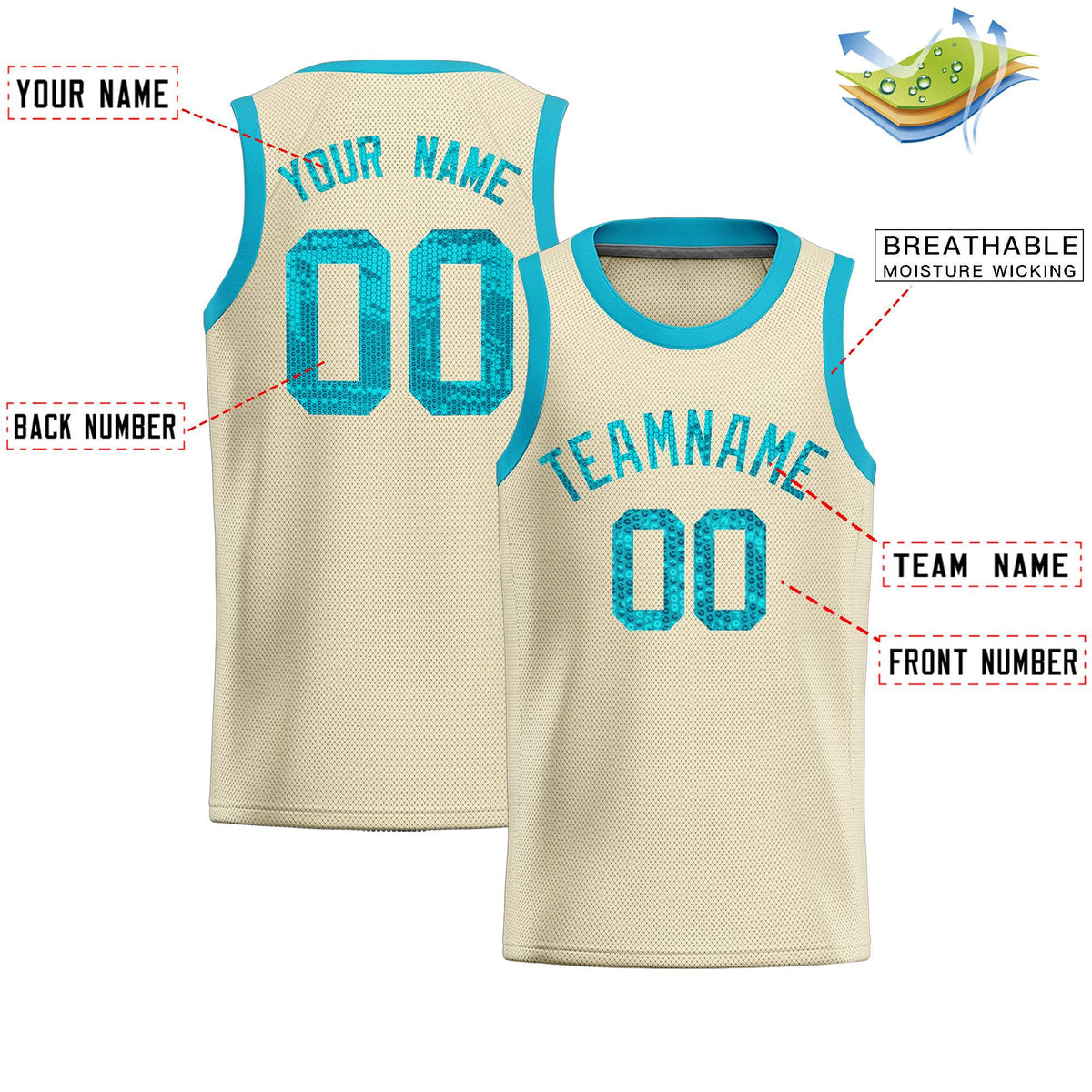Custom Cream Sequined Tops Athletic Basketball Jersey|KXKSHOP