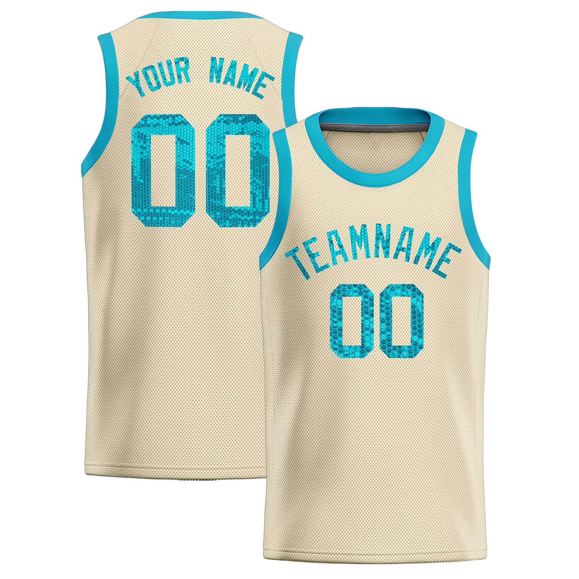 Custom Cream Sequined Tops Athletic Basketball Jersey|KXKSHOP