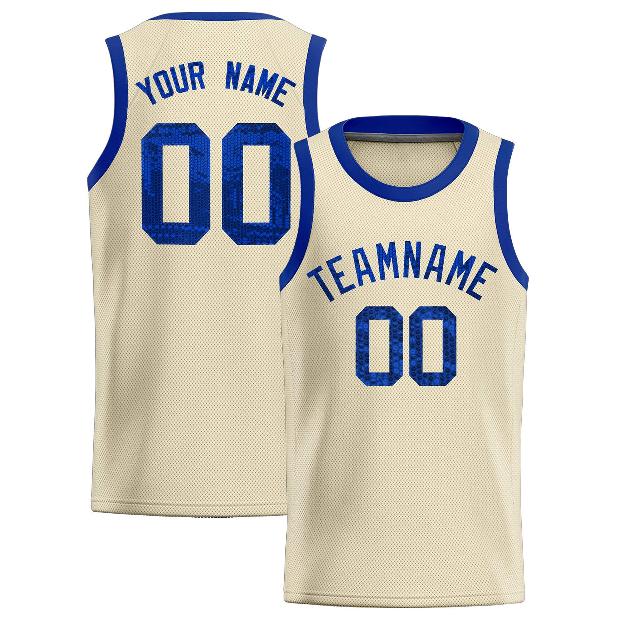 Custom Cream Sequined Tops Athletic Basketball Jersey|KXKSHOP