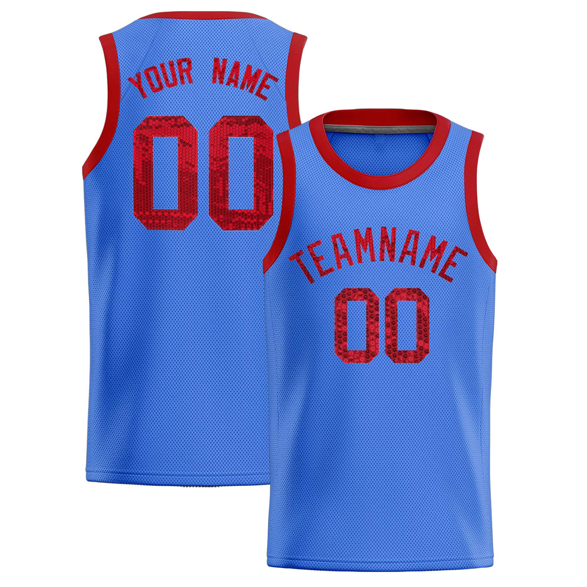 Custom Powder Blue Sequined Tops Athletic Basketball Jersey|KXKSHOP