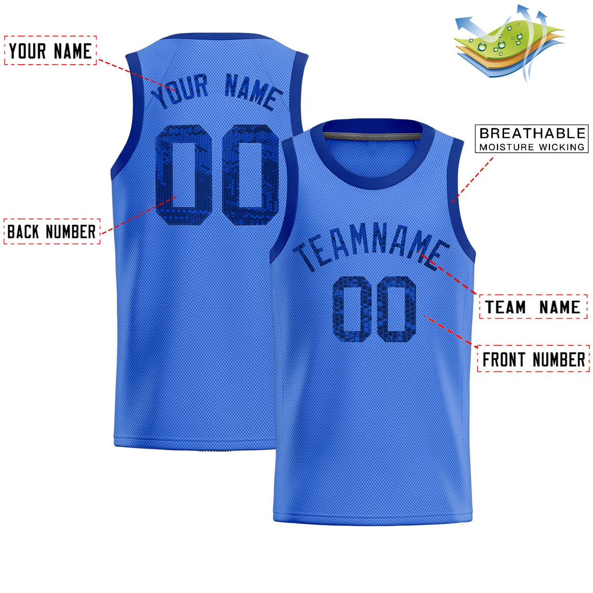Custom Powder Blue Sequined Tops Athletic Basketball Jersey|KXKSHOP