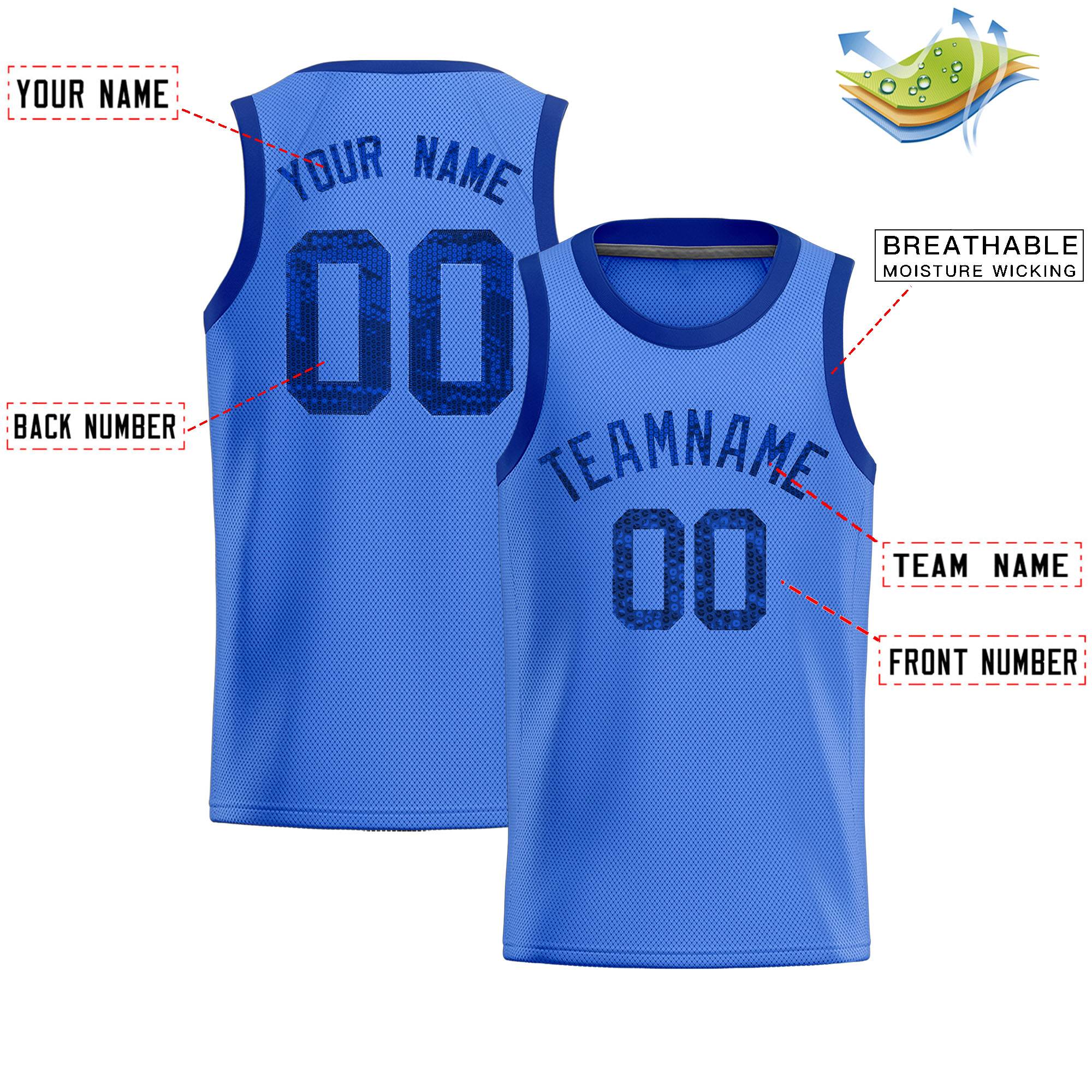 Custom Powder Blue Sequined Tops Athletic Basketball Jersey|KXKSHOP