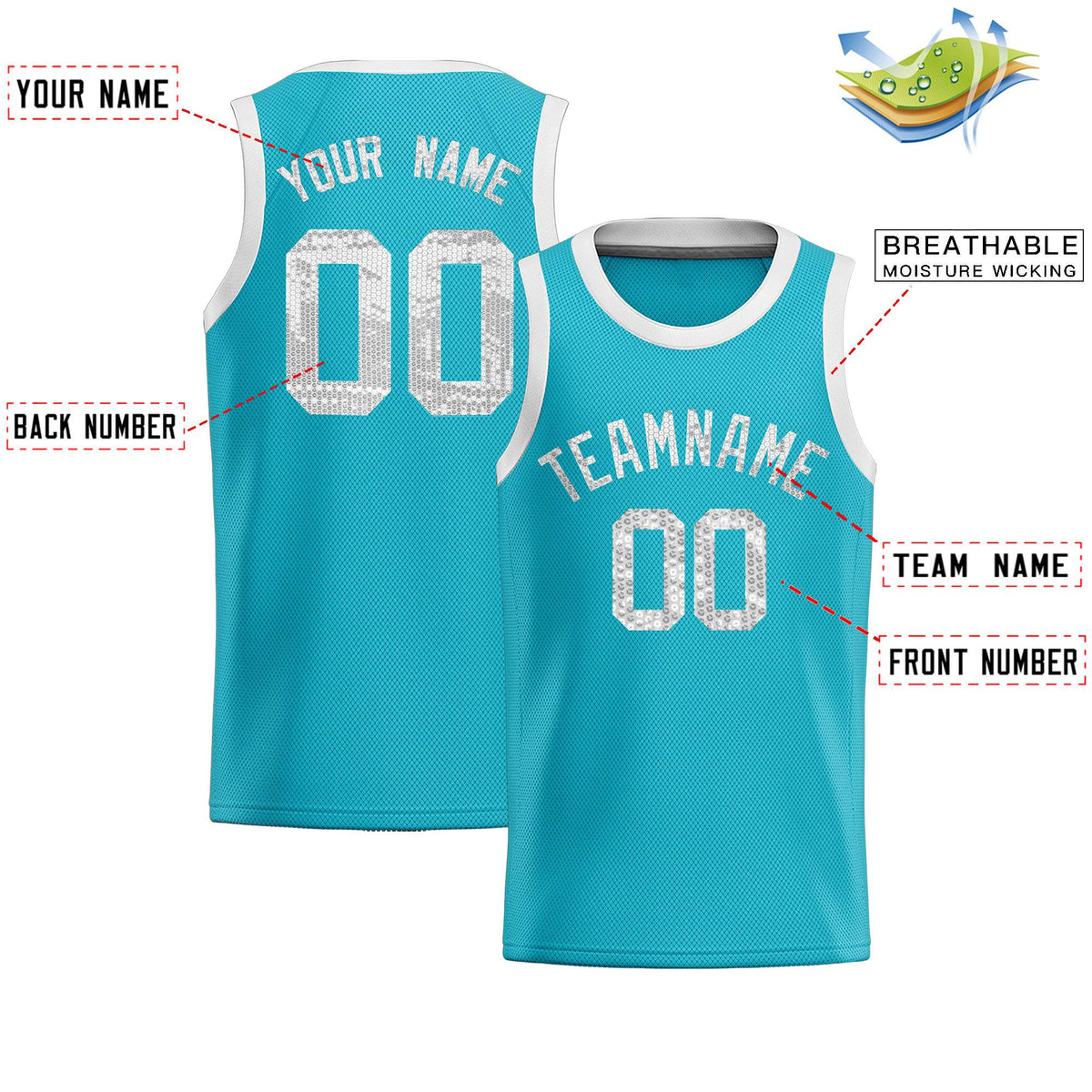 Custom Sky Blue Sequined Tops Athletic Basketball Jersey|KXKSHOP