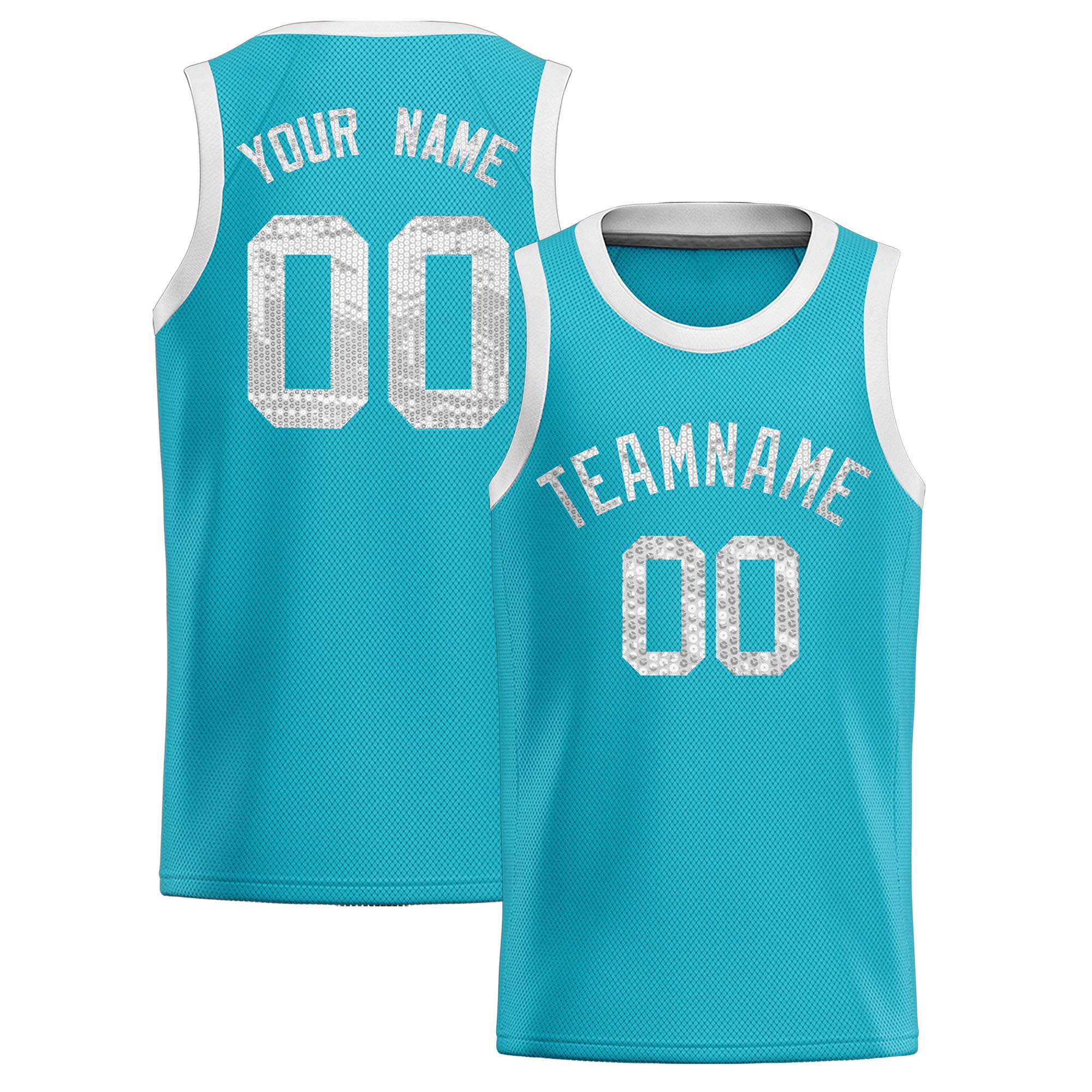 Custom Sky Blue Sequined Tops Athletic Basketball Jersey|KXKSHOP