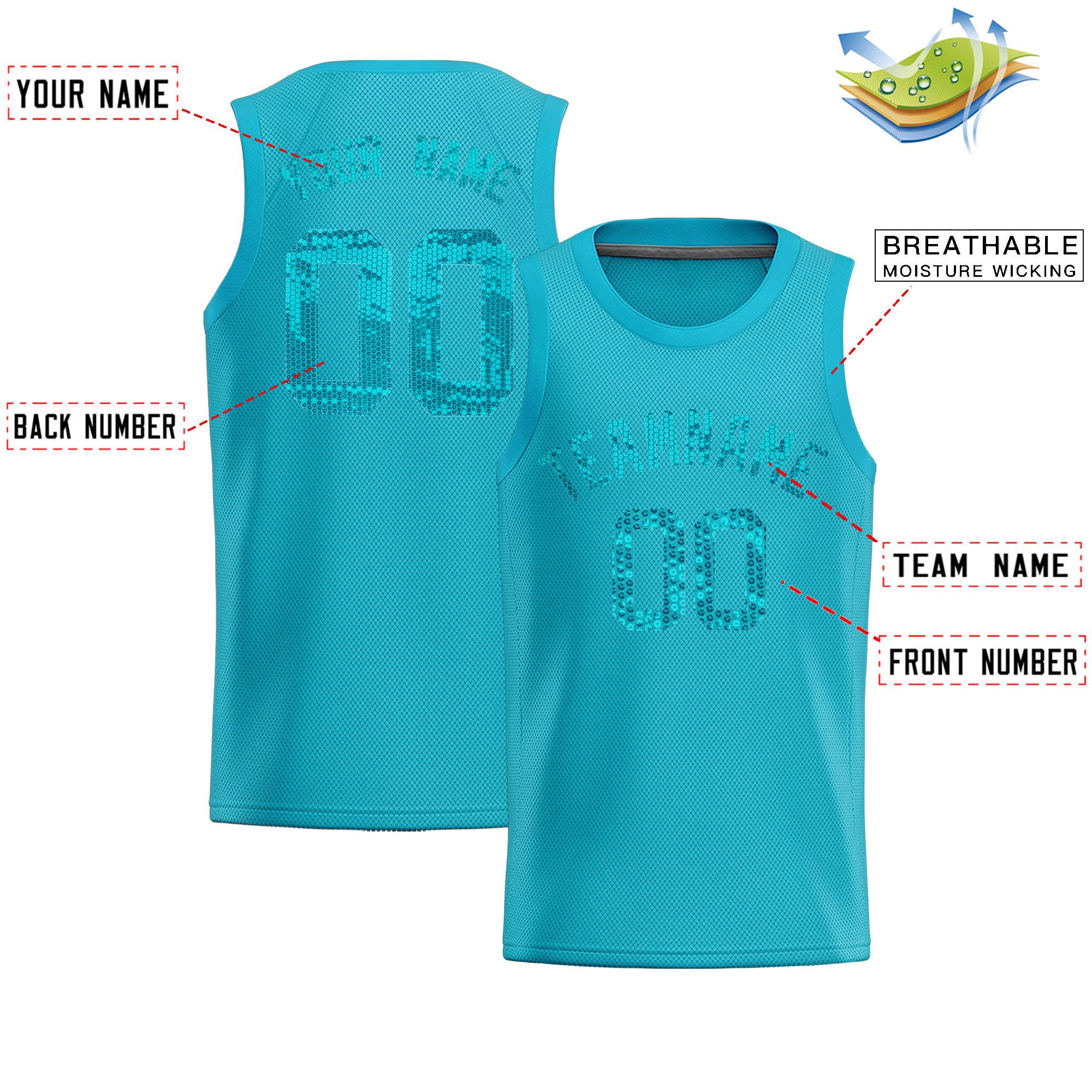 Custom Sky Blue Sequined Tops Athletic Basketball Jersey|KXKSHOP