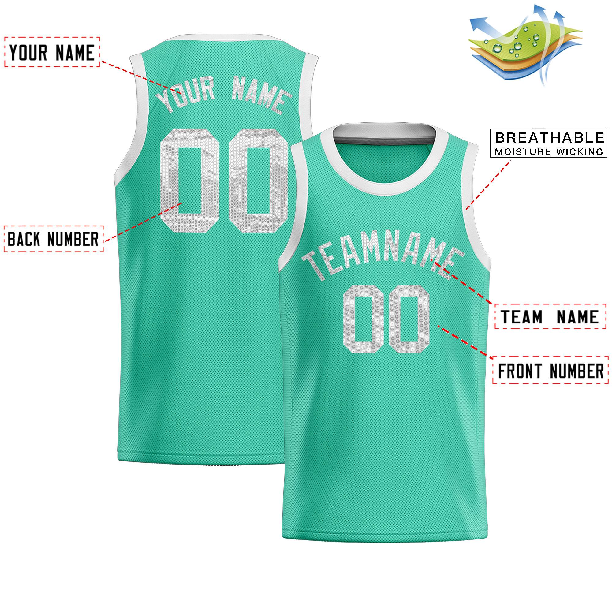 Custom Bright Green Sequined Tops Athletic Basketball Jersey|KXKSHOP