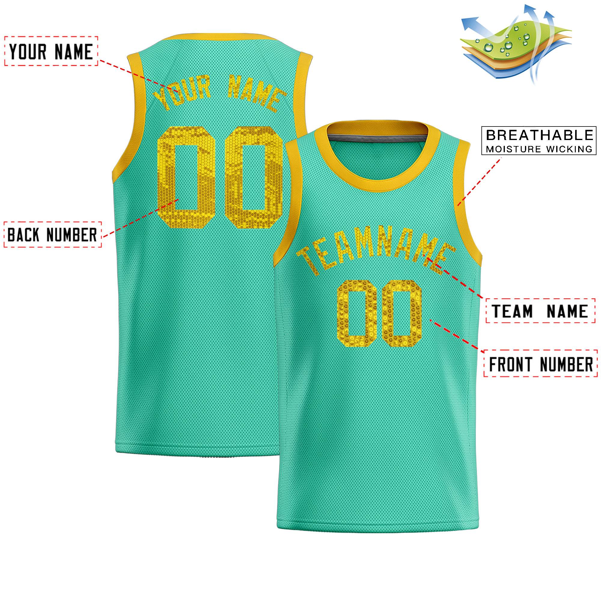 Custom Bright Green Sequined Tops Athletic Basketball Jersey|KXKSHOP