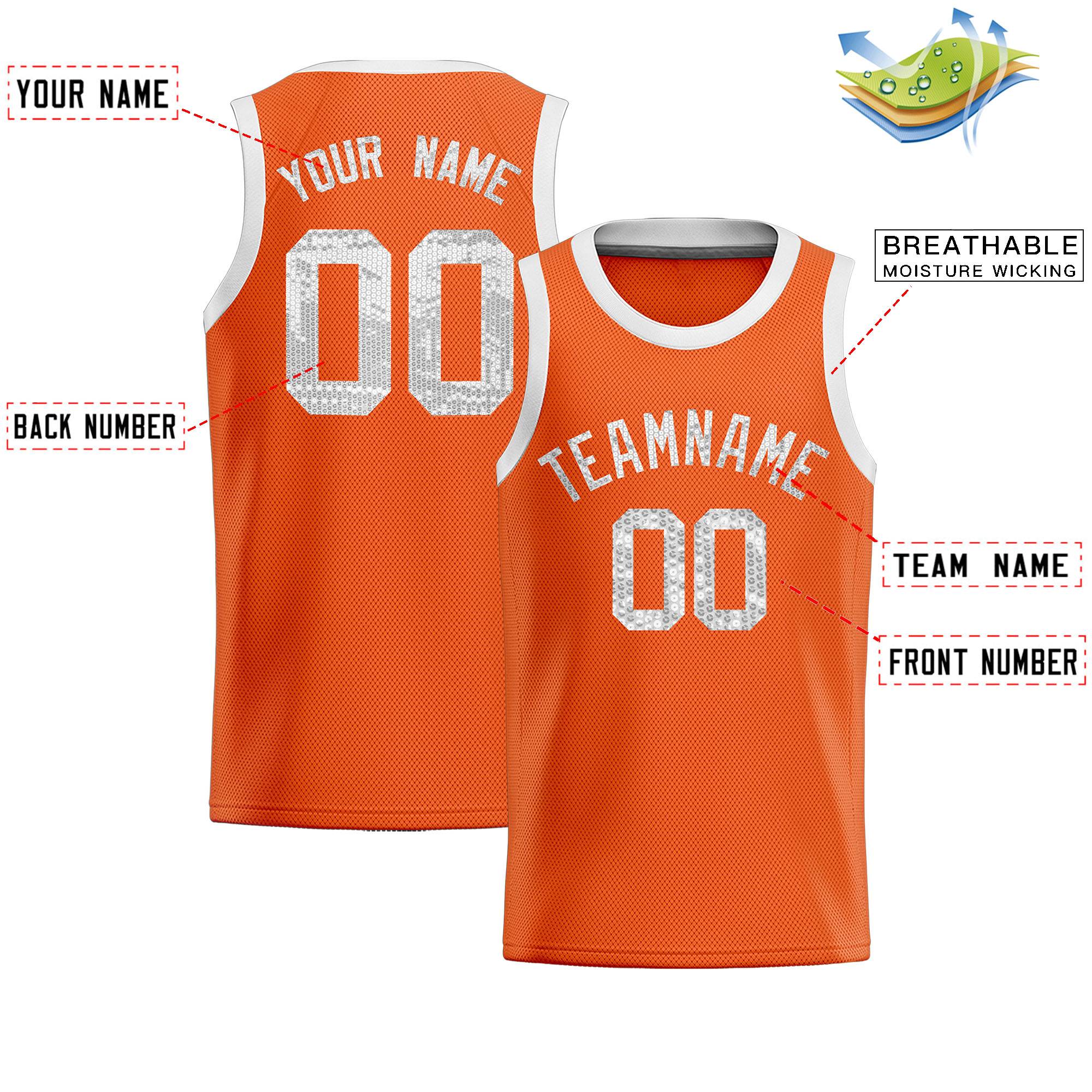 Custom Orange Sequined Tops Athletic Basketball Jersey|KXKSHOP