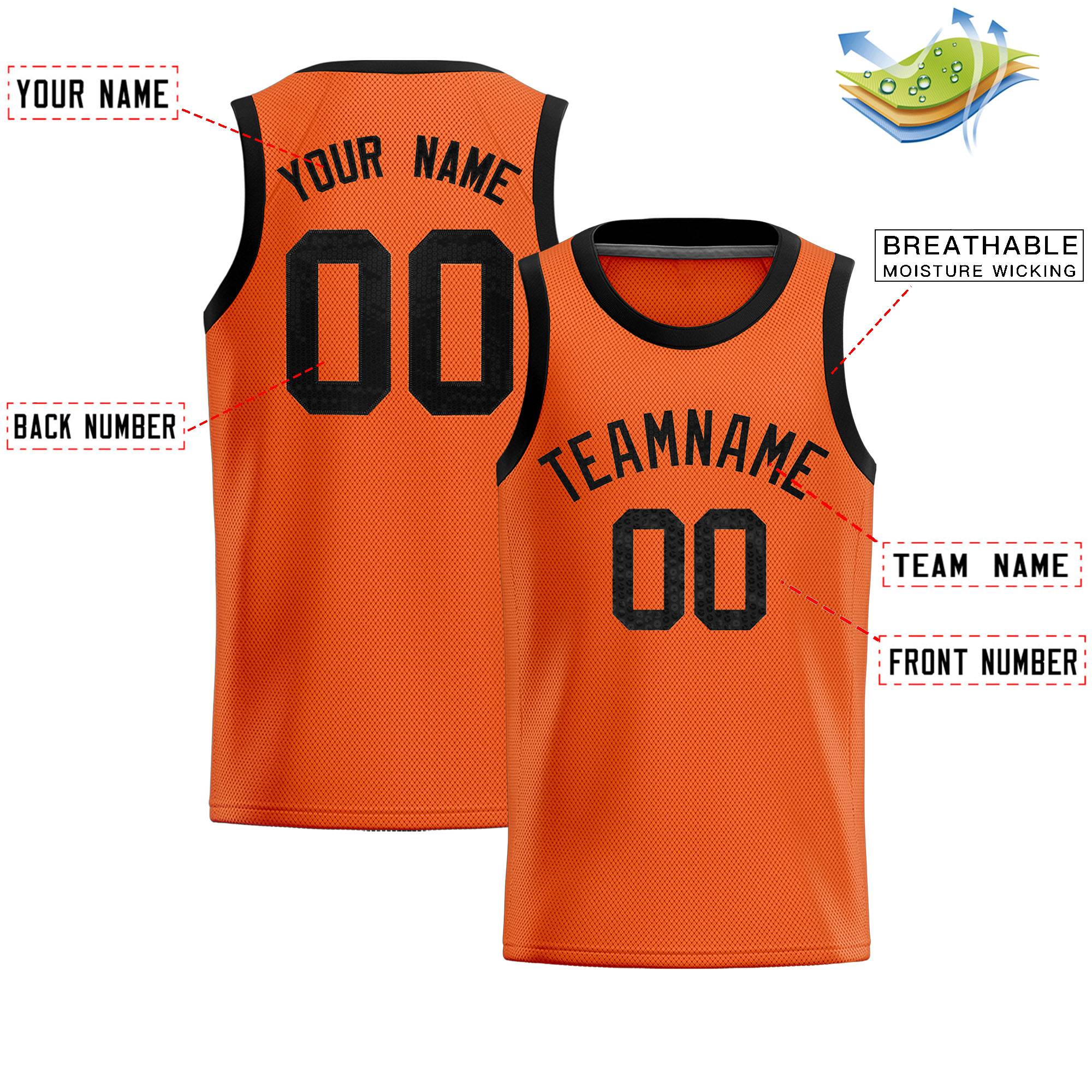 Custom Orange Sequined Tops Athletic Basketball Jersey|KXKSHOP
