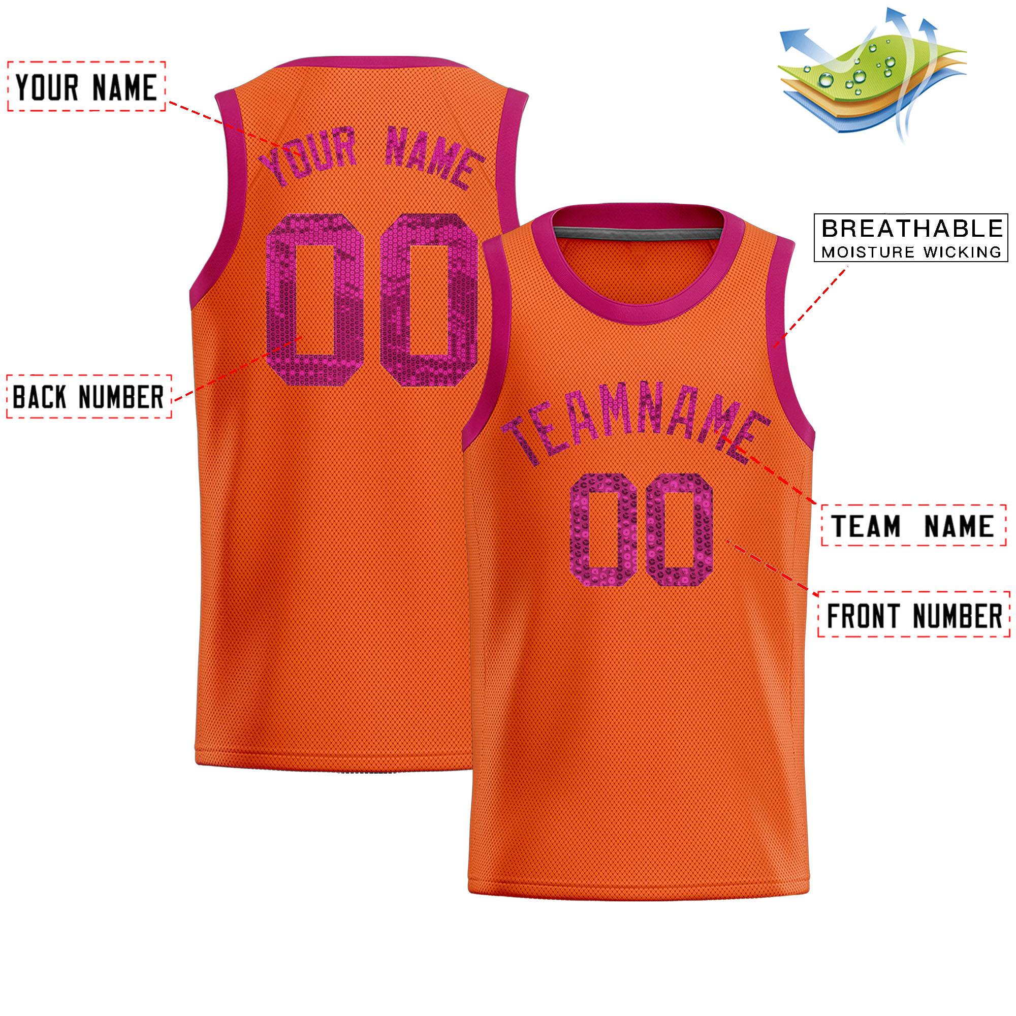 Custom Orange Sequined Tops Athletic Basketball Jersey|KXKSHOP
