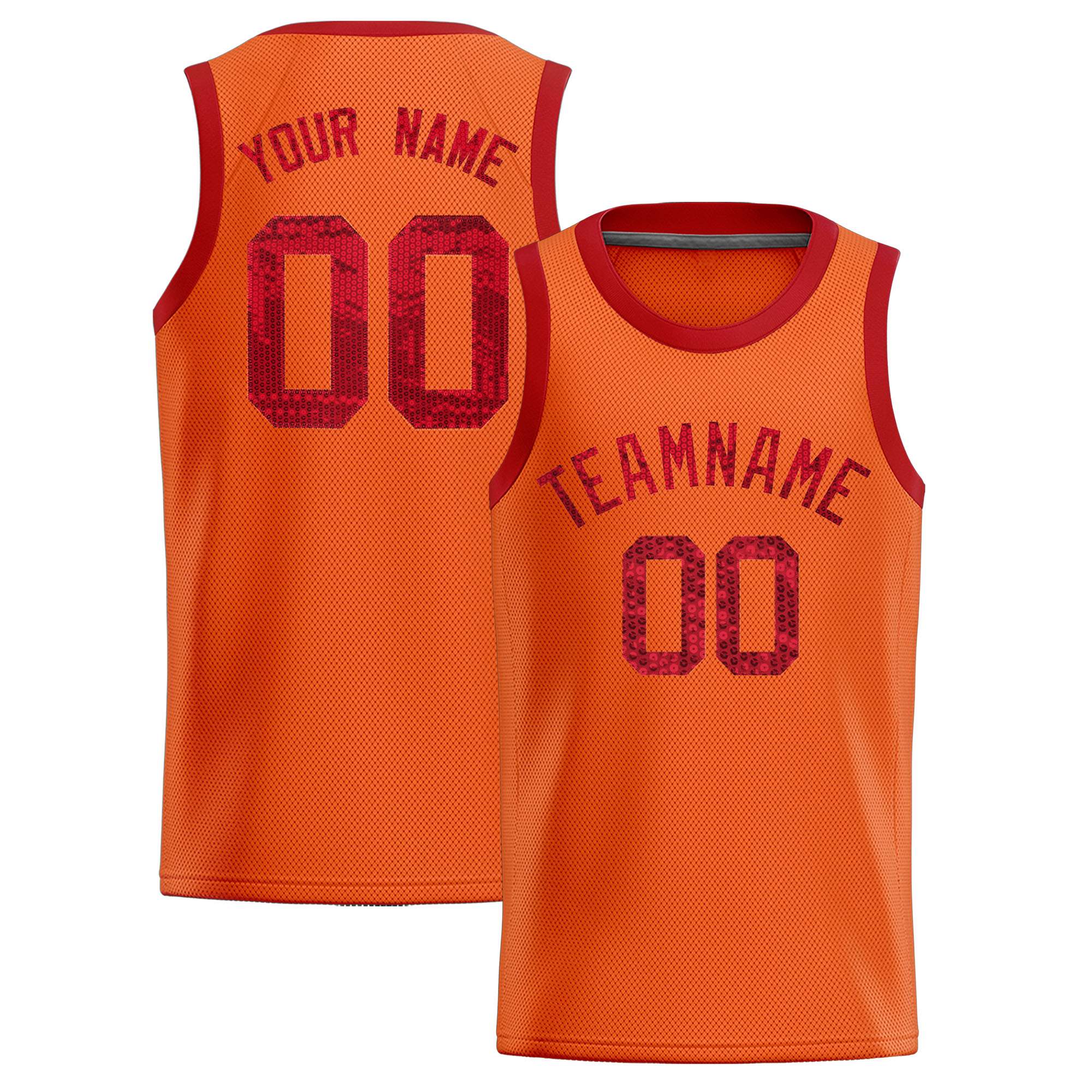 Custom Orange Sequined Tops Athletic Basketball Jersey|KXKSHOP