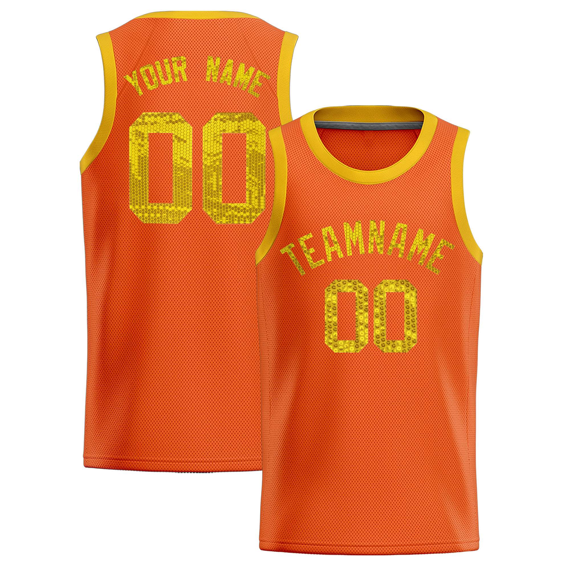 Custom Orange Sequined Tops Athletic Basketball Jersey|KXKSHOP