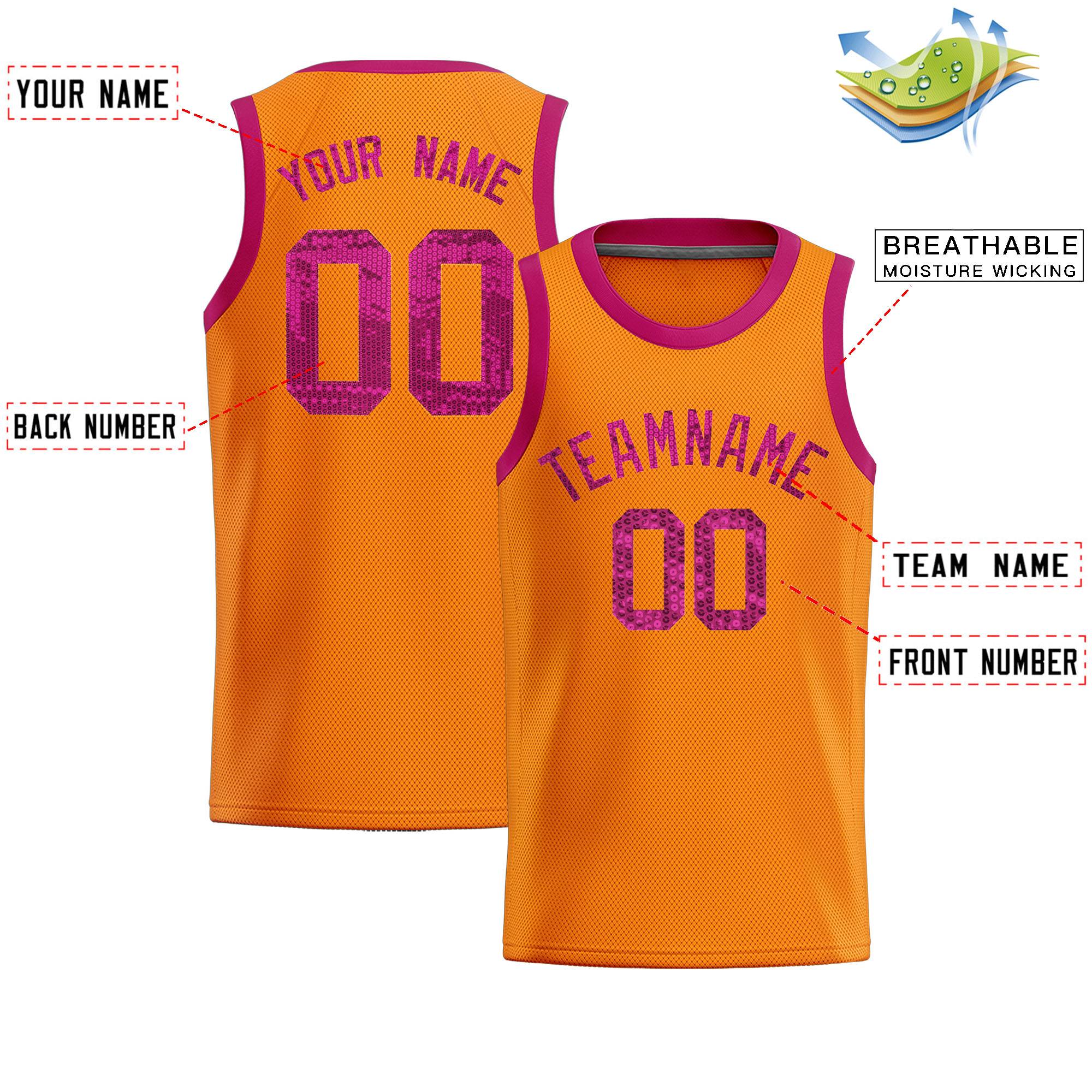 Custom Orange Sequined Tops Athletic Basketball Jersey|KXKSHOP