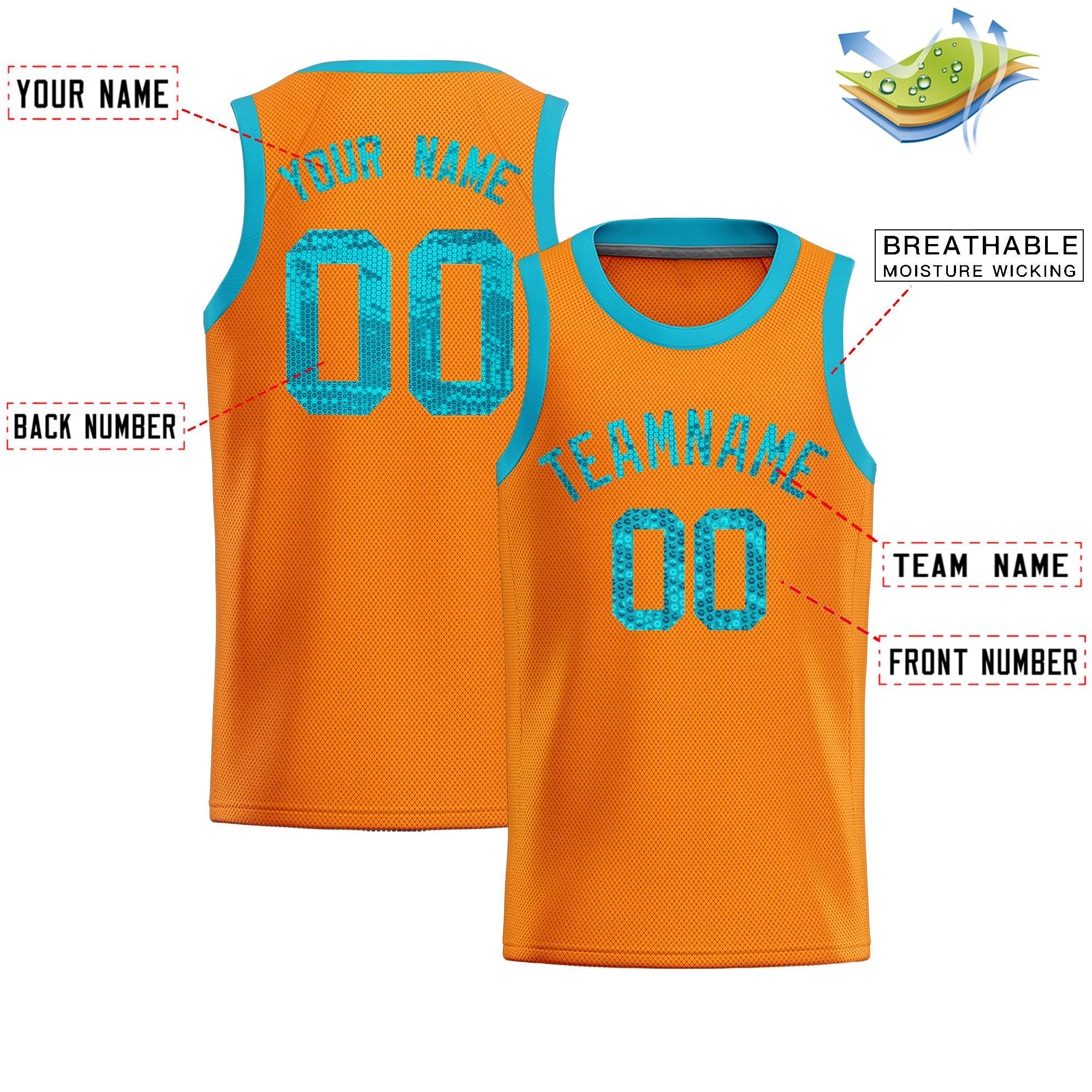 Custom Orange Sequined Tops Athletic Basketball Jersey|KXKSHOP