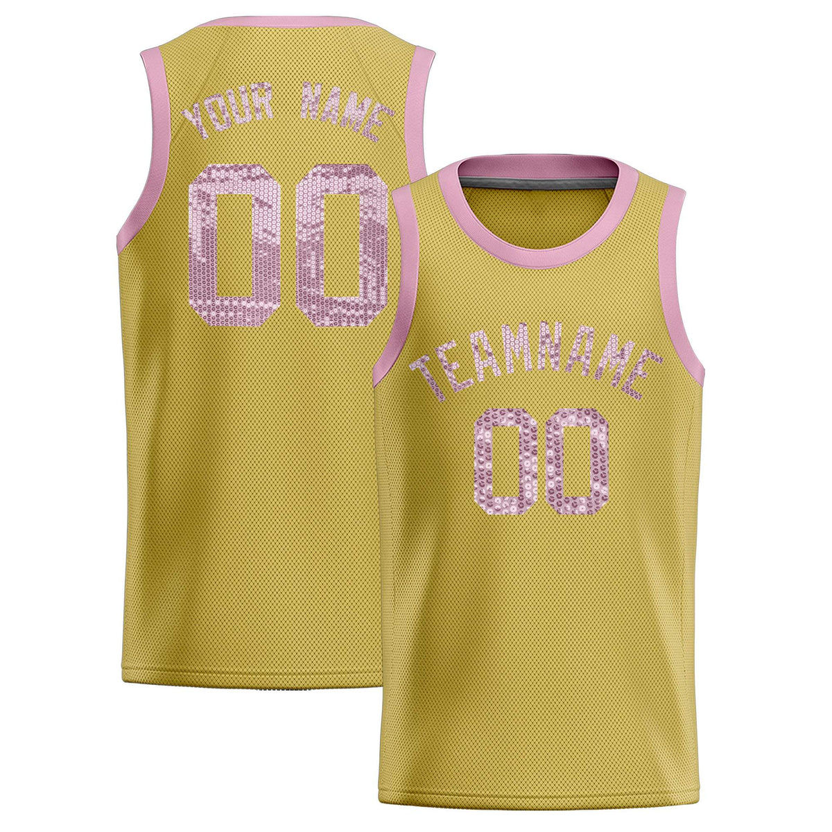 Custom Old Gold Sequined Tops Athletic Basketball Jersey|KXKSHOP